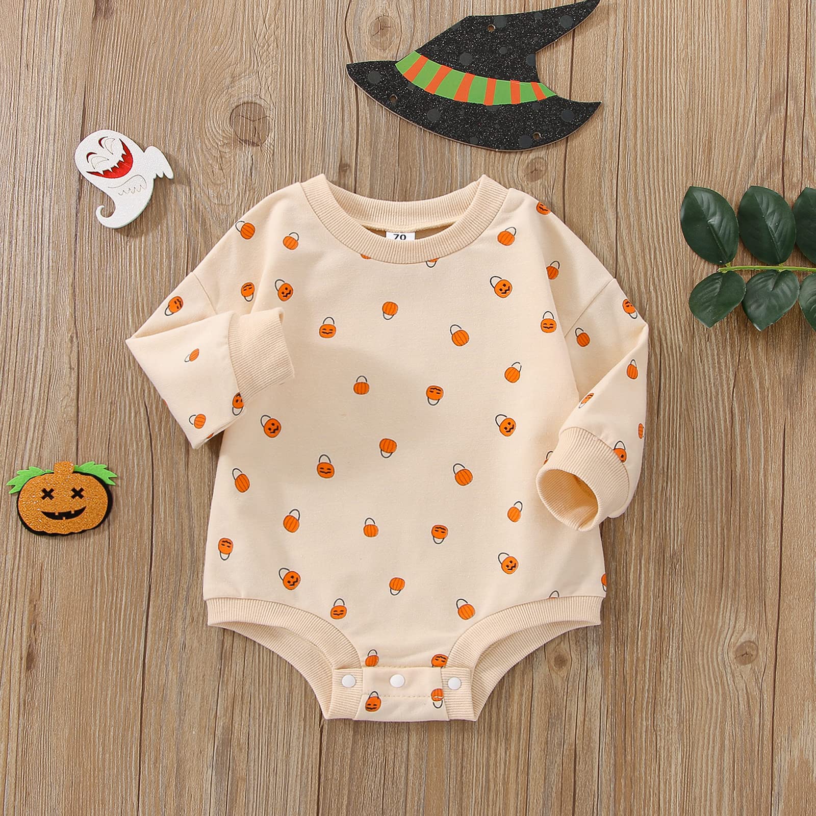 Adorable Halloween Pumpkin Sweatshirt & Bubble Romper Outfit for Toddler Boys & Girls - Cozy Fall Costume for Trick-or-Treating, Photo Shoots & Family Gatherings
