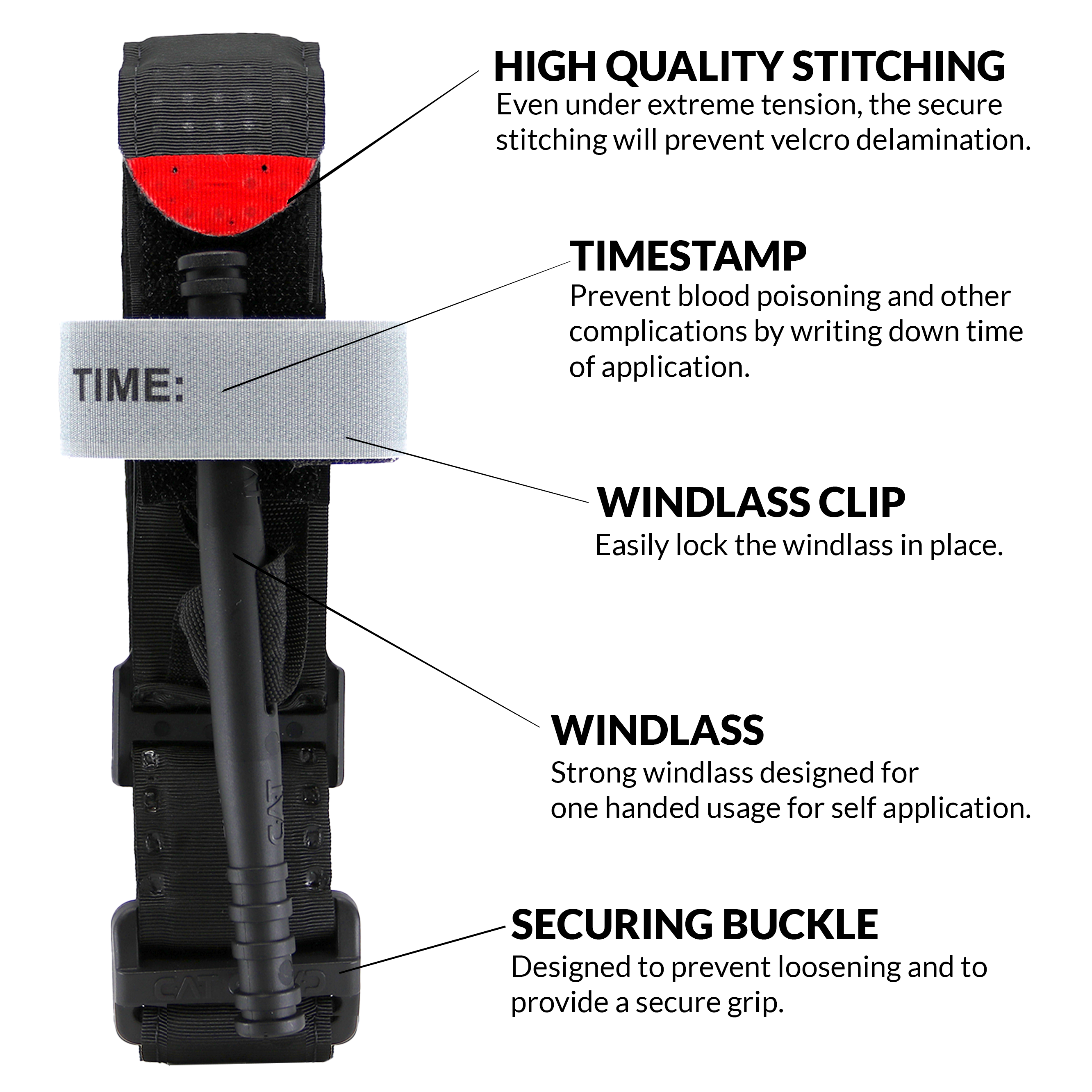 Tactical Windlass Tourniquet - Black | Military-Grade Emergency First Aid for Outdoor, Survival & Trauma Kits | Perfect for Hiking, Camping & Tactical Use
