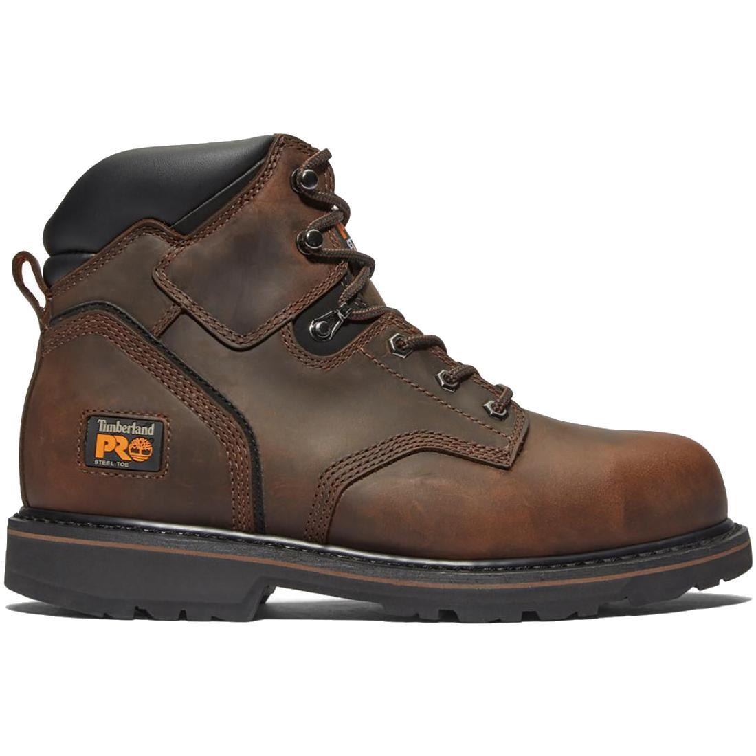 Pit Boss 6 Inch Steel Toe Work Boots for Men - Brown Safety Shoes with Slip Resistant & Electrical Hazard Protection - Ideal for Construction, Warehouse & Outdoor Work