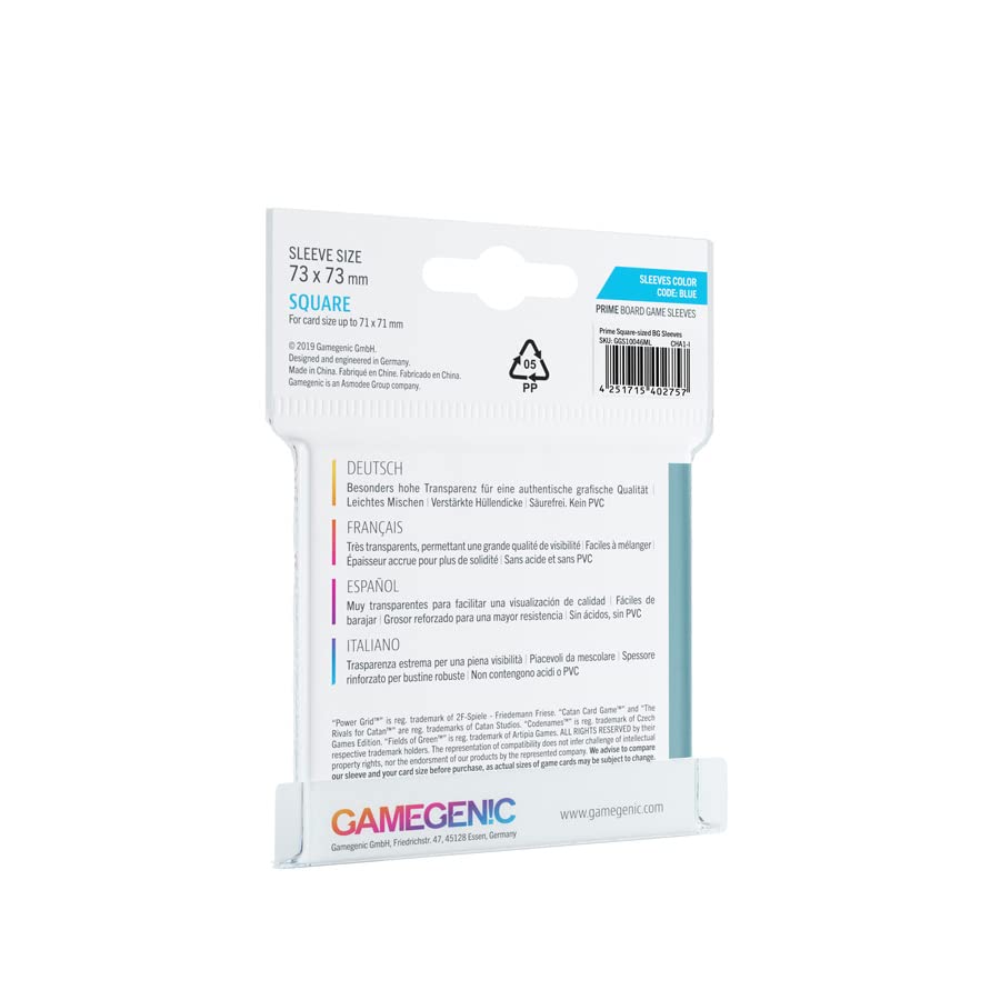 Gamegenic Prime Square Card Sleeves 50CT - 71mm x 71mm Smooth Protective Sleeves for Catan, Rivals for Catan, Codenames & Power Grid | Perfect for Board Game Protection & Card Collection Storage