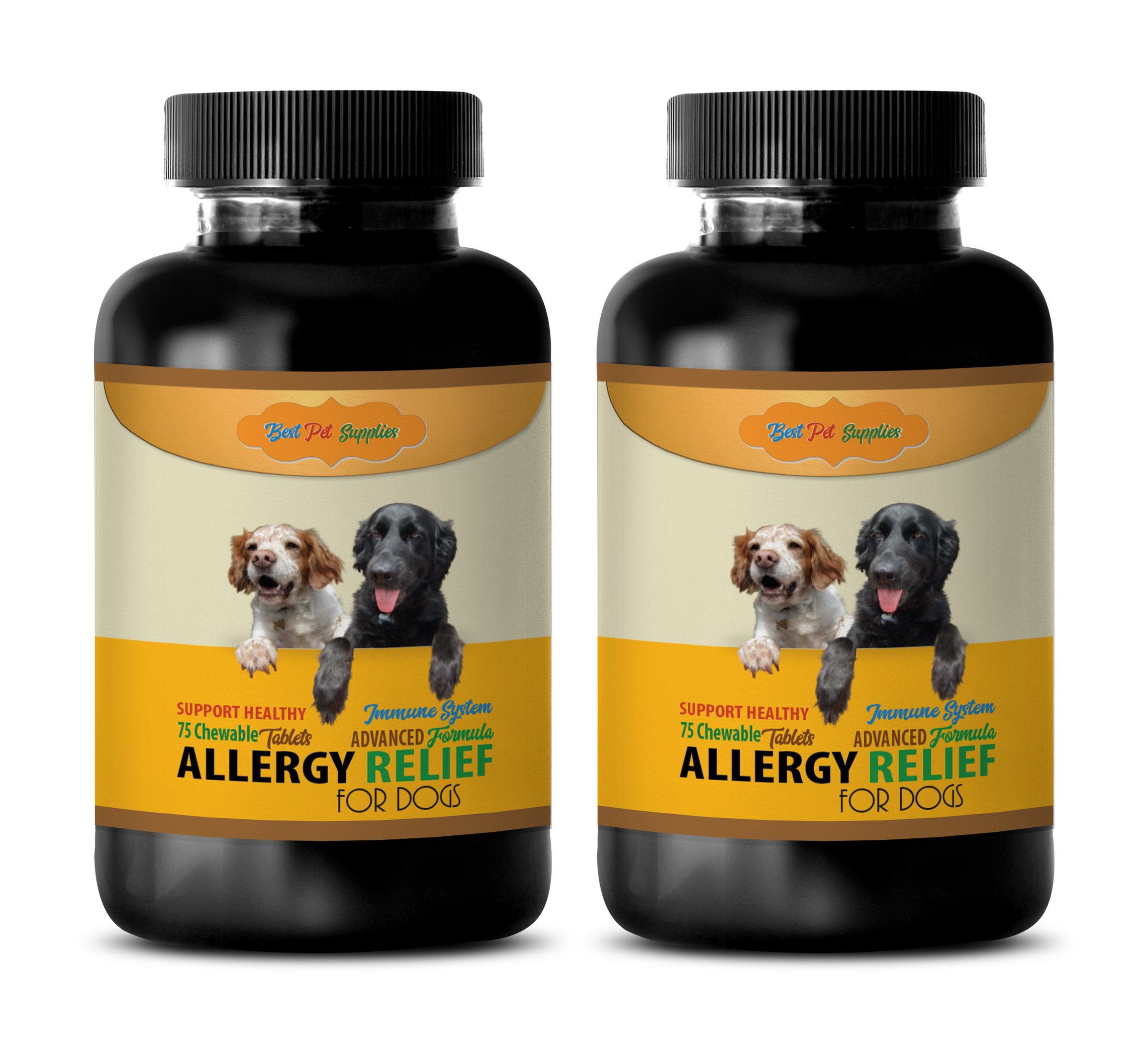 Best Dog Allergy Relief Chews - Turmeric & Itch Ear Support for Dogs - 150 Count (2 Bottles) - Perfect for Seasonal Allergies & Skin Sensitivities