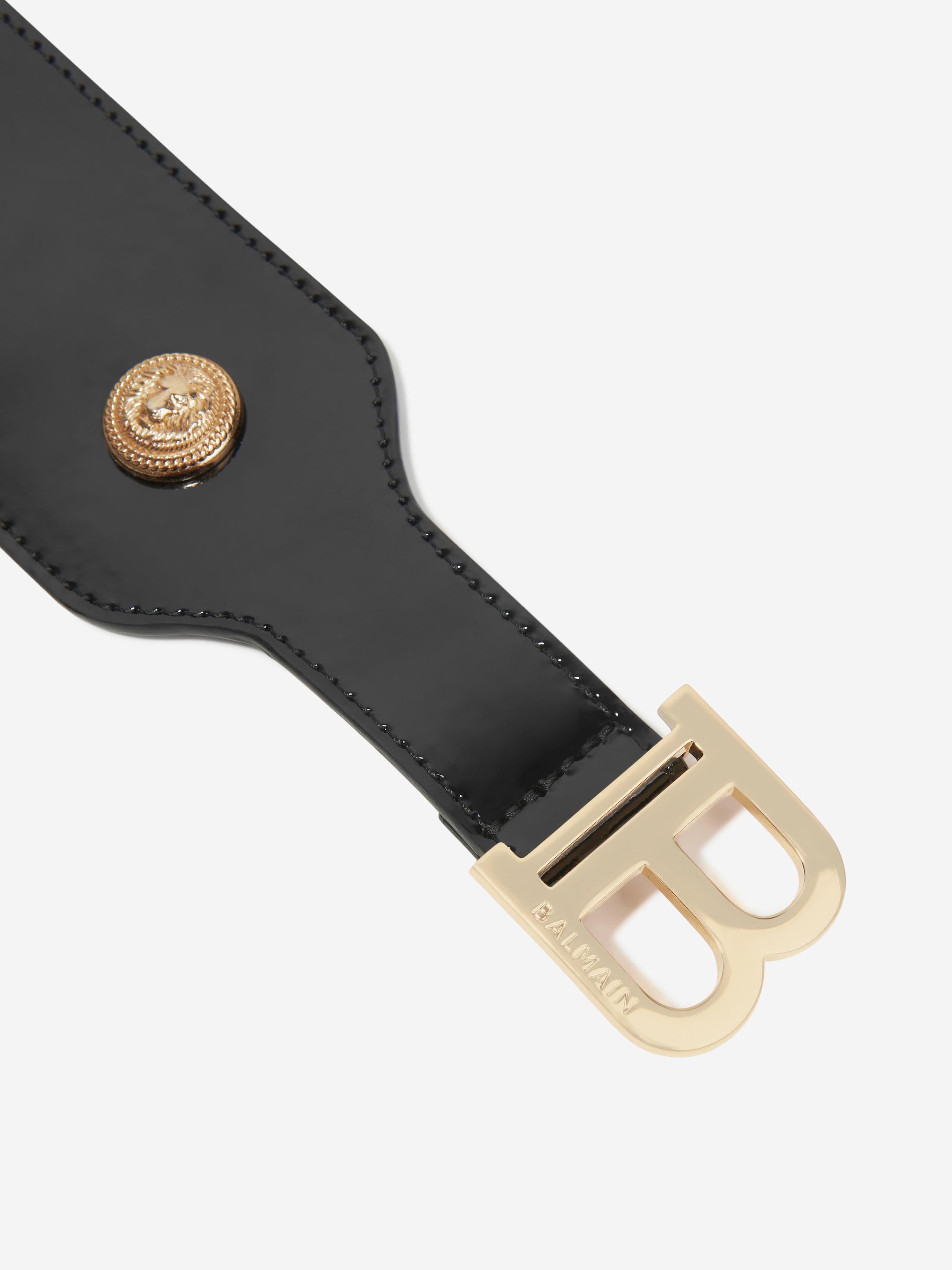 Balmain Black Varnished Leather Belt for Girls - Stylish & Durable Fashion Accessory for School, Parties & Everyday Outfits