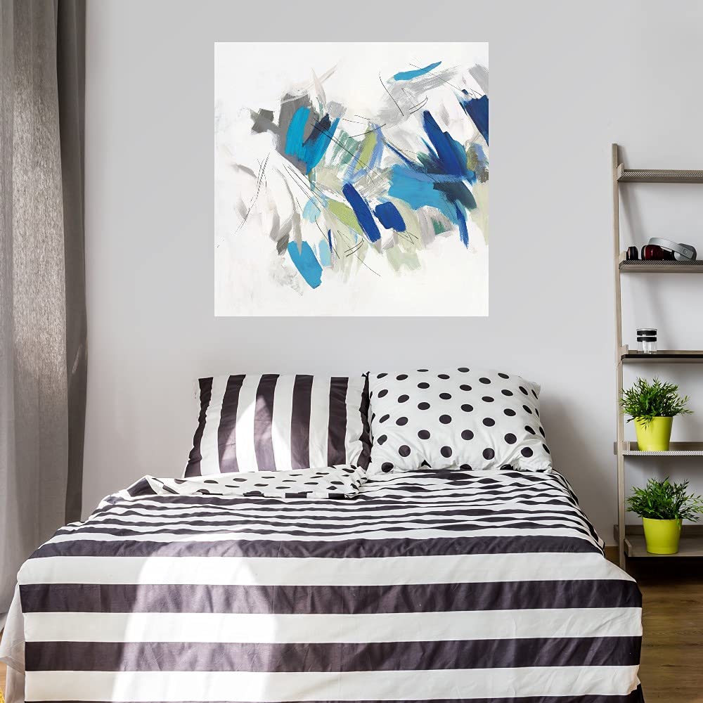 Blue Graffiti Art Canvas Wall Decor - 22x22 Inch Modern Abstract Painting by PI Studio - Ready to Hang for Living Room, Bedroom, Office & More - Perfect for Home Decor, Gift & Interior Design