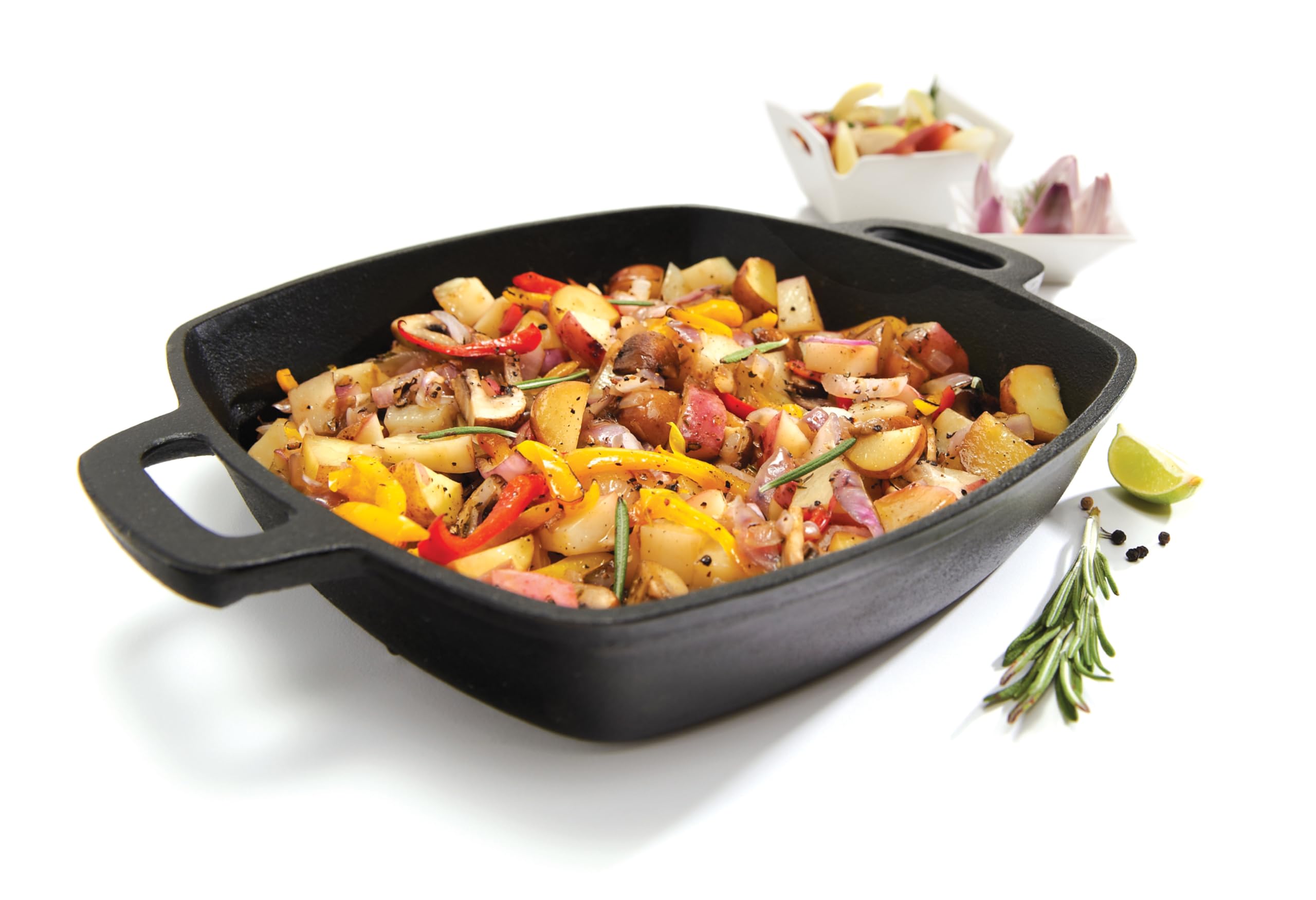 GrillPro 91658 Cast Iron Square Grill Pan - Heavy Duty Pre-Seasoned Skillet for Searing, Baking & Frying - Perfect for Outdoor BBQ, Camping & Stovetop Cooking