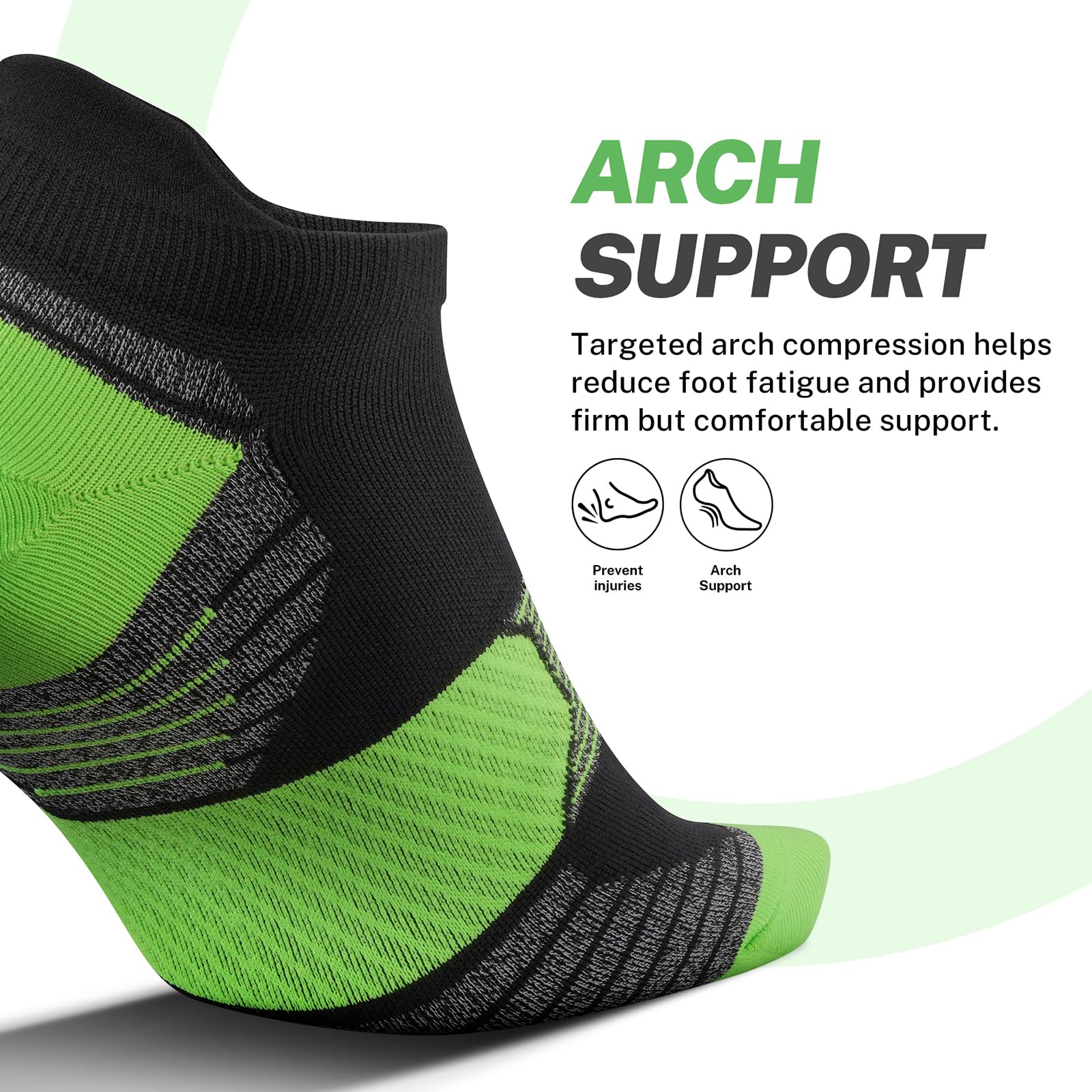 PAPLUS Women's Compression Running Socks (6 Pairs) - Low Cut Ankle Athletic Socks with Arch Support for Jogging, Workout & Fitness Activities