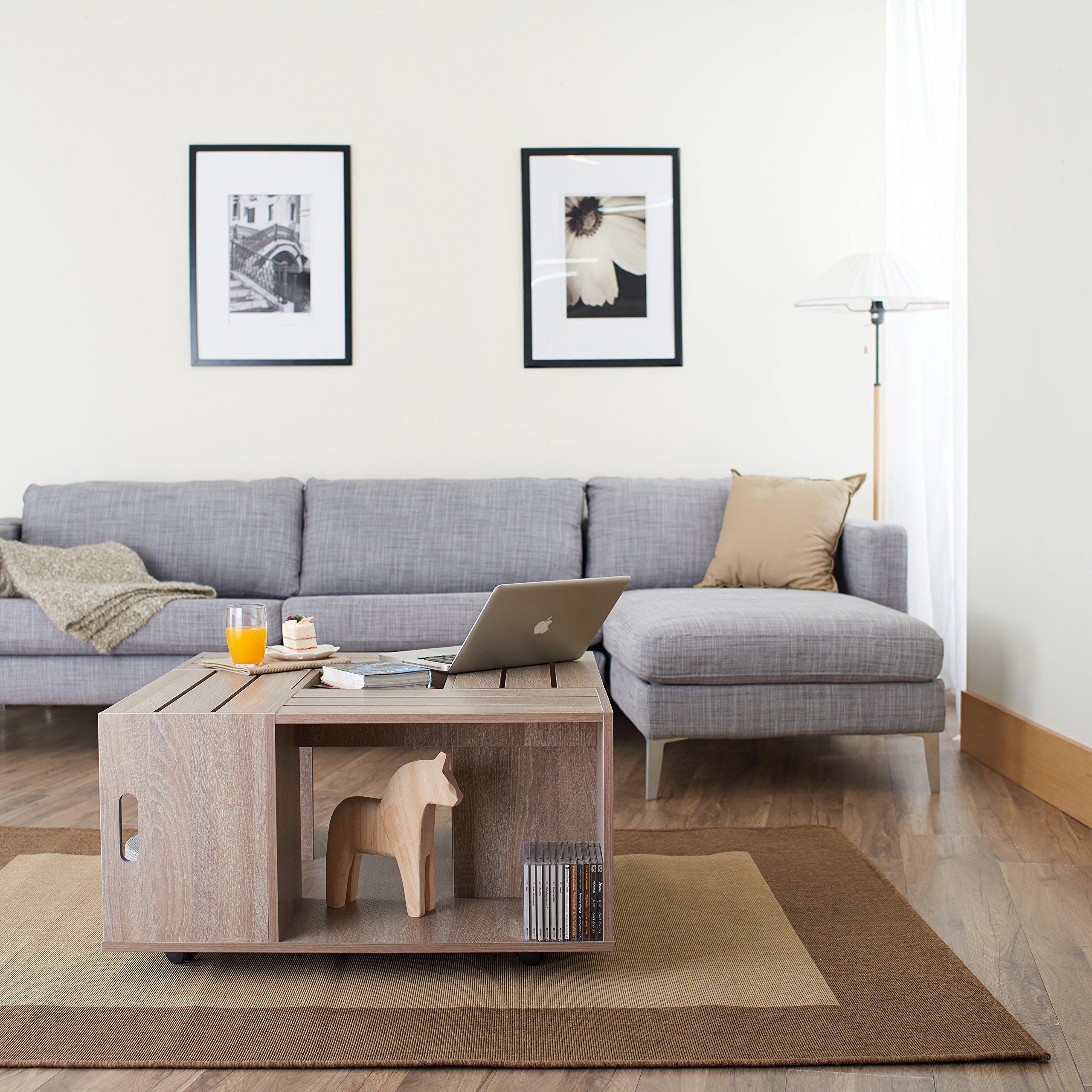 Furniture of America Trenton Crate Coffee Table - Rustic Weathered Wood Finish - Perfect for Living Room, Farmhouse & Industrial Style Decor