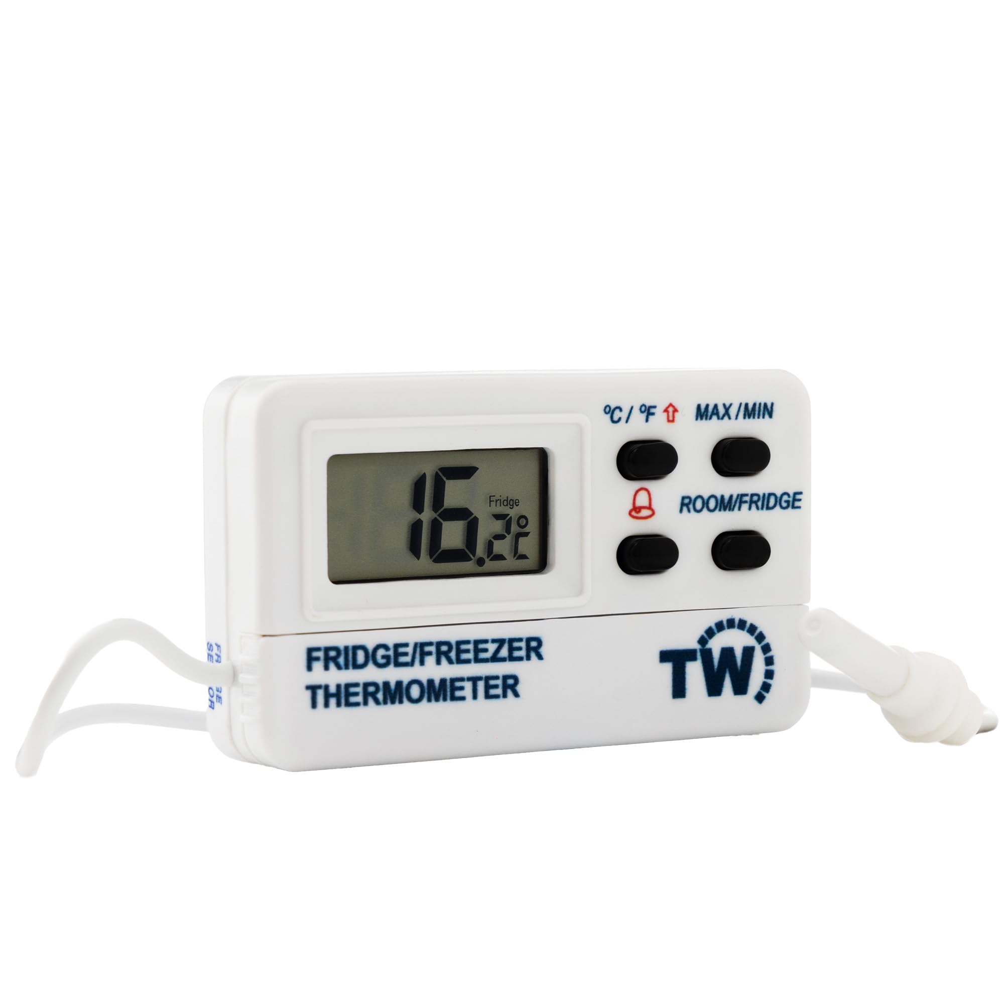 Digital Refrigerator Thermometer with Alarm - Wireless Fridge & Freezer Temperature Monitor for Home, RV, Restaurant - Max/Min Memory & Alert Function for Food Safety