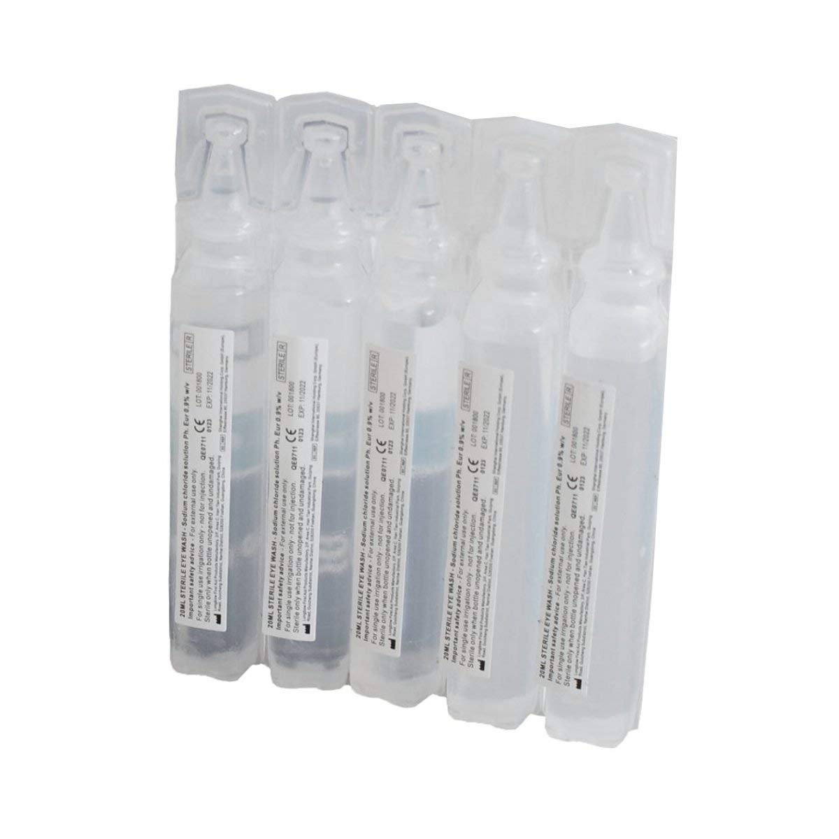 (Pack of 5) Sterile Saline Eye Wash Pods - First Aid Eye Irrigation Solution for Emergency, Workplace Safety & Chemical Splash Relief - Perfect for Home, Lab, and Industrial Use