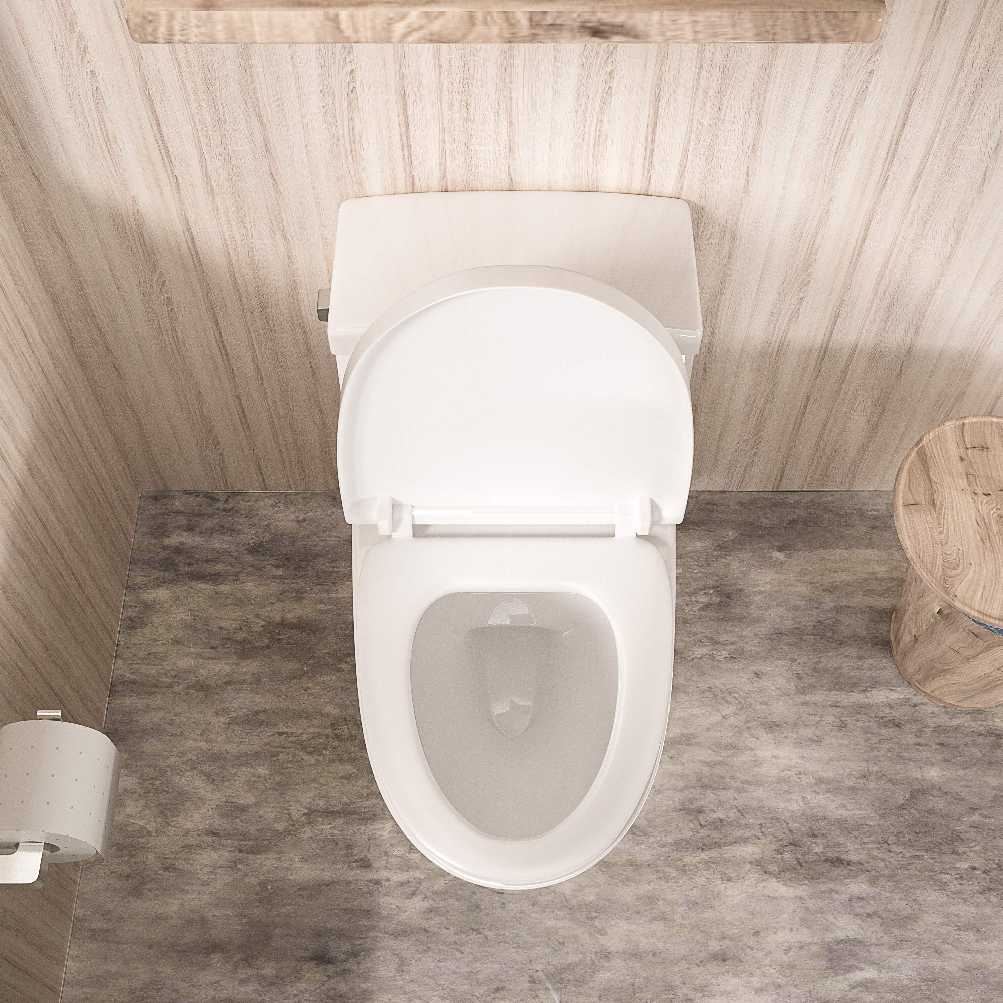 Sarlai One Piece Elongated Toilet - Comfort Height, Single Flush White Ceramic Bathroom Toilet with Soft Close Seat, Concealed Trapway, 12