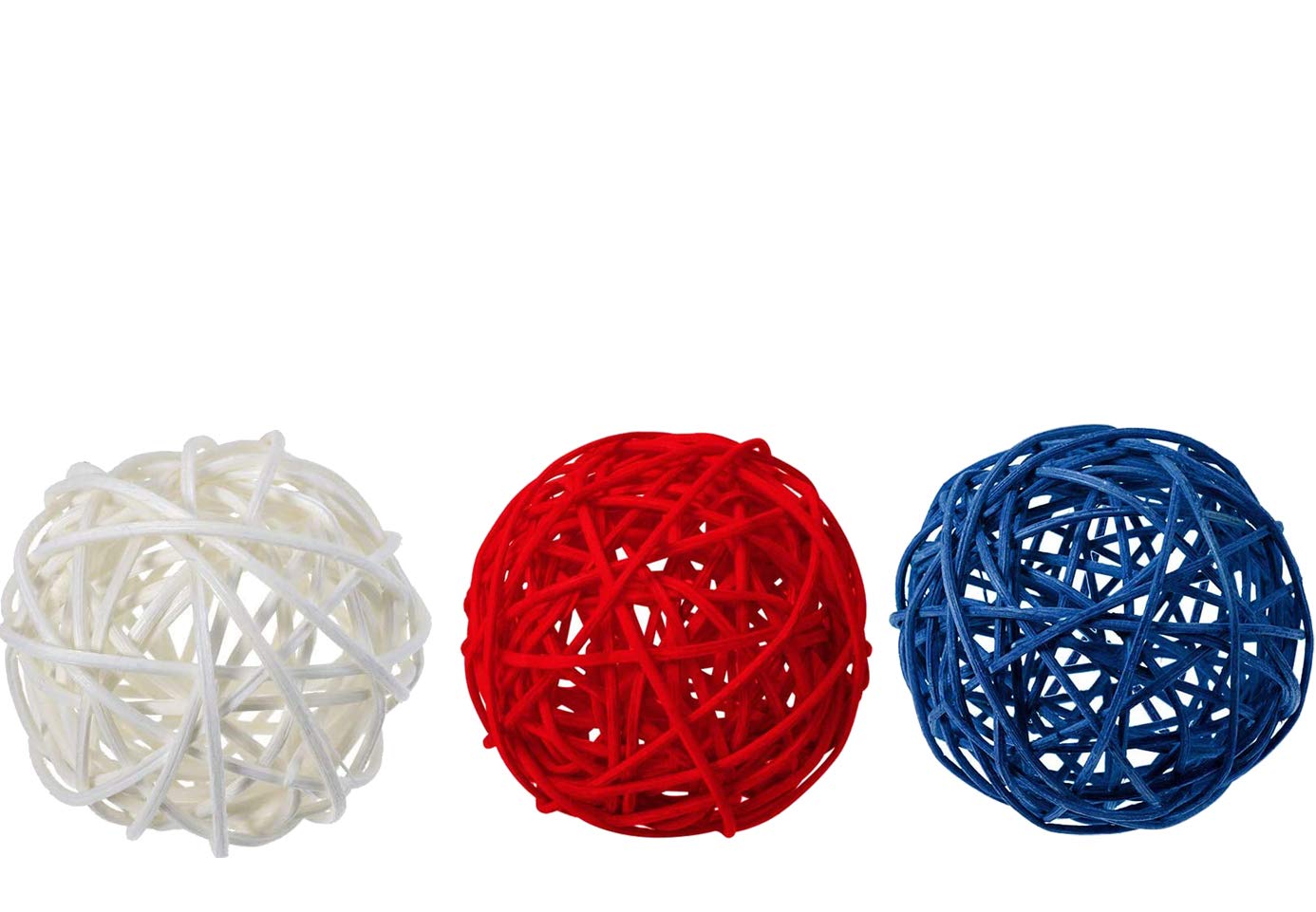 24 Pack White, Red & Blue Wicker Balls - 2 Inch Decorative Rattan Balls for 4th of July Party, Independence Day & Memorial Day Decorations | Perfect for Home, Wedding, Baby Shower & Table Centerpieces