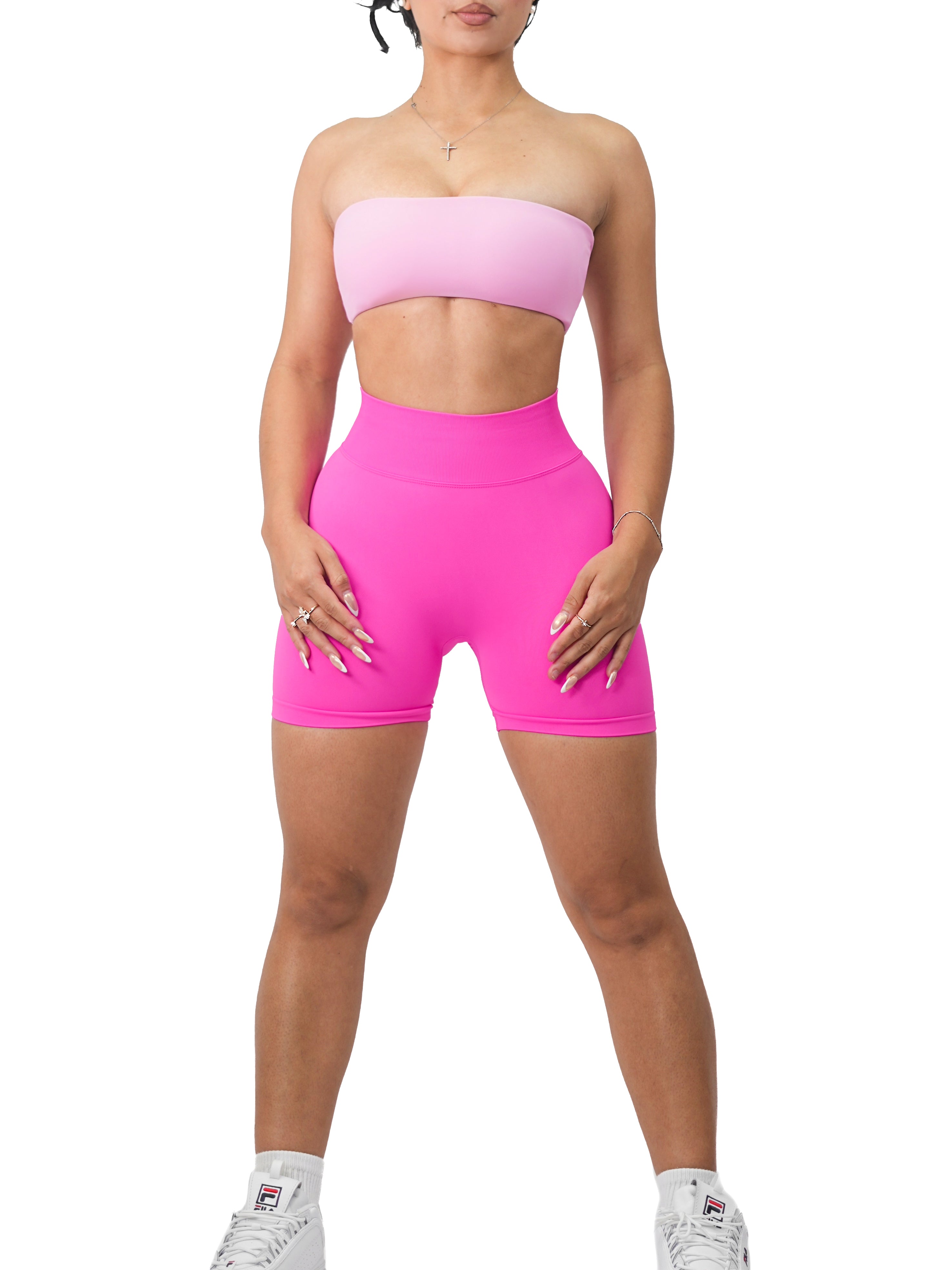 High-Performance Seamless Workout Shorts for Women - Hot Pink | Moisture-Wicking Gym Shorts for Running, Yoga & Active Lifestyle