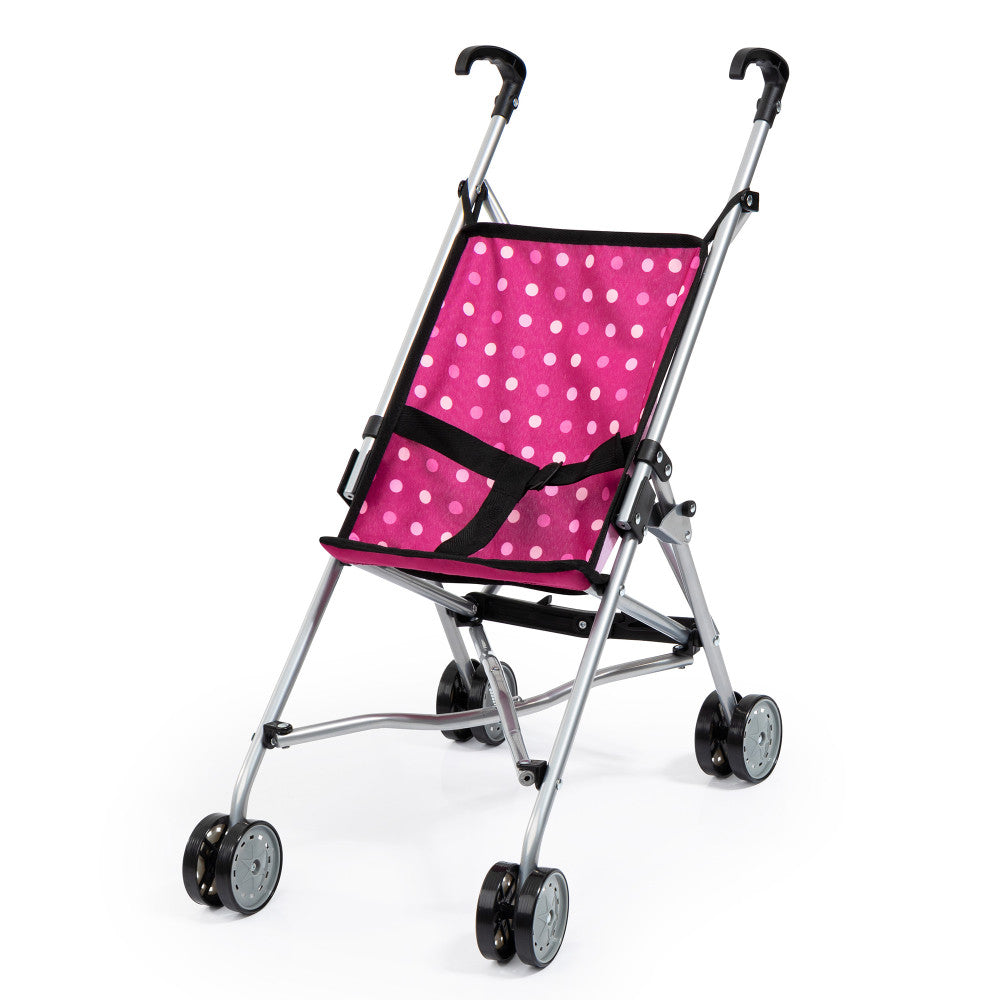 Bayer Design Doll Umbrella Stroller for Toddlers - Hot Pink & White Polka Dots Lightweight Compact Stroller for Girls Age 3+ | Perfect for Travel, Shopping & Outdoor Walks