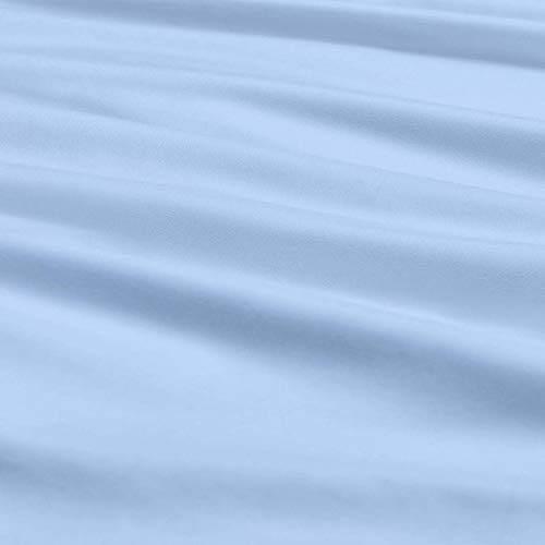 Full XL Cotton Sheets Set - 400 Thread Count 4-Piece Bedding for Deep Pocket Mattress | Light Blue Solid Color for Cozy Sleep