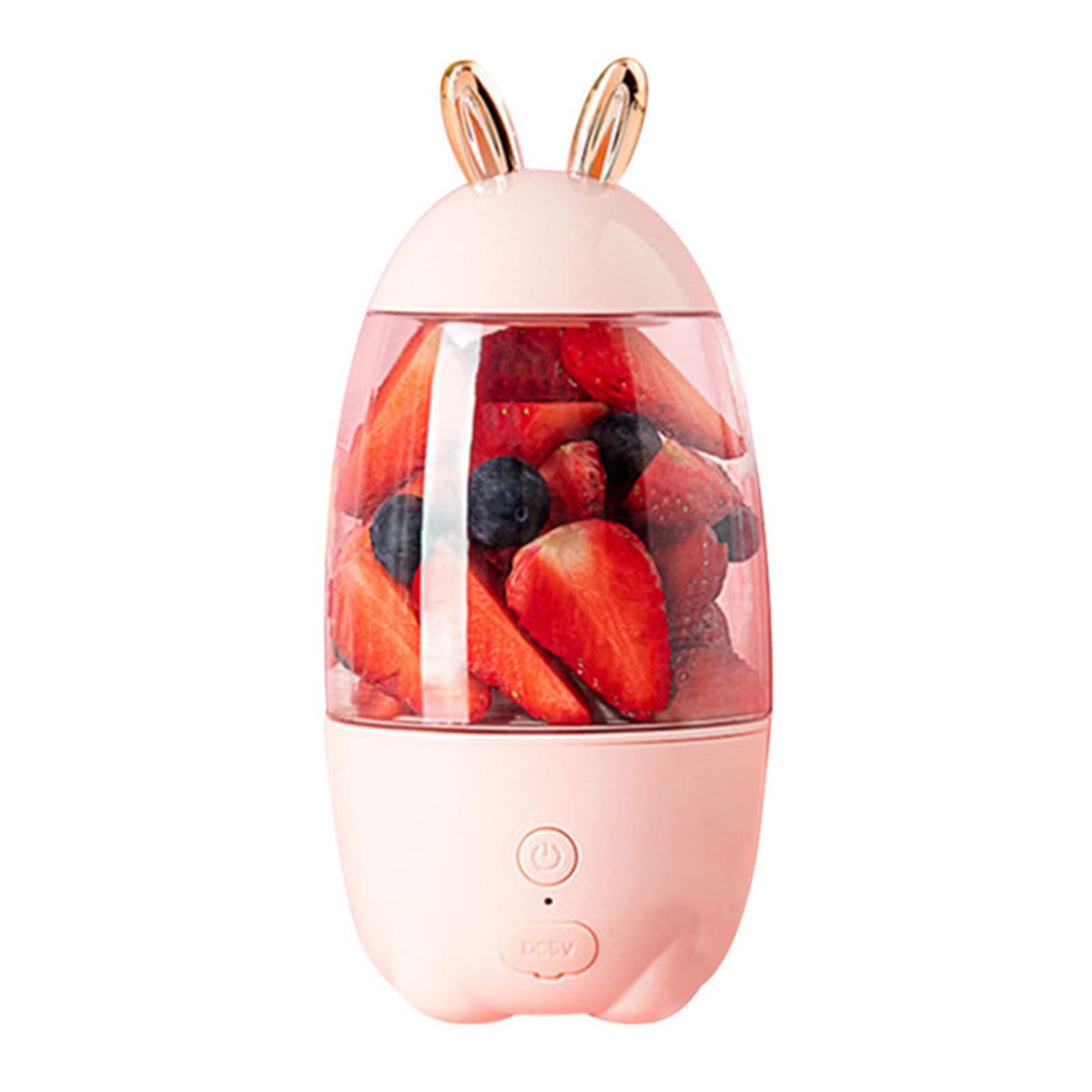 Portable USB Rechargeable Blender - 330ML Mini Personal Blender for Juicing, Smoothies & Shakes - Glass Blender Cup with Citrus Squeezer - Perfect for Travel, Gym, Office & Home Use - Pink