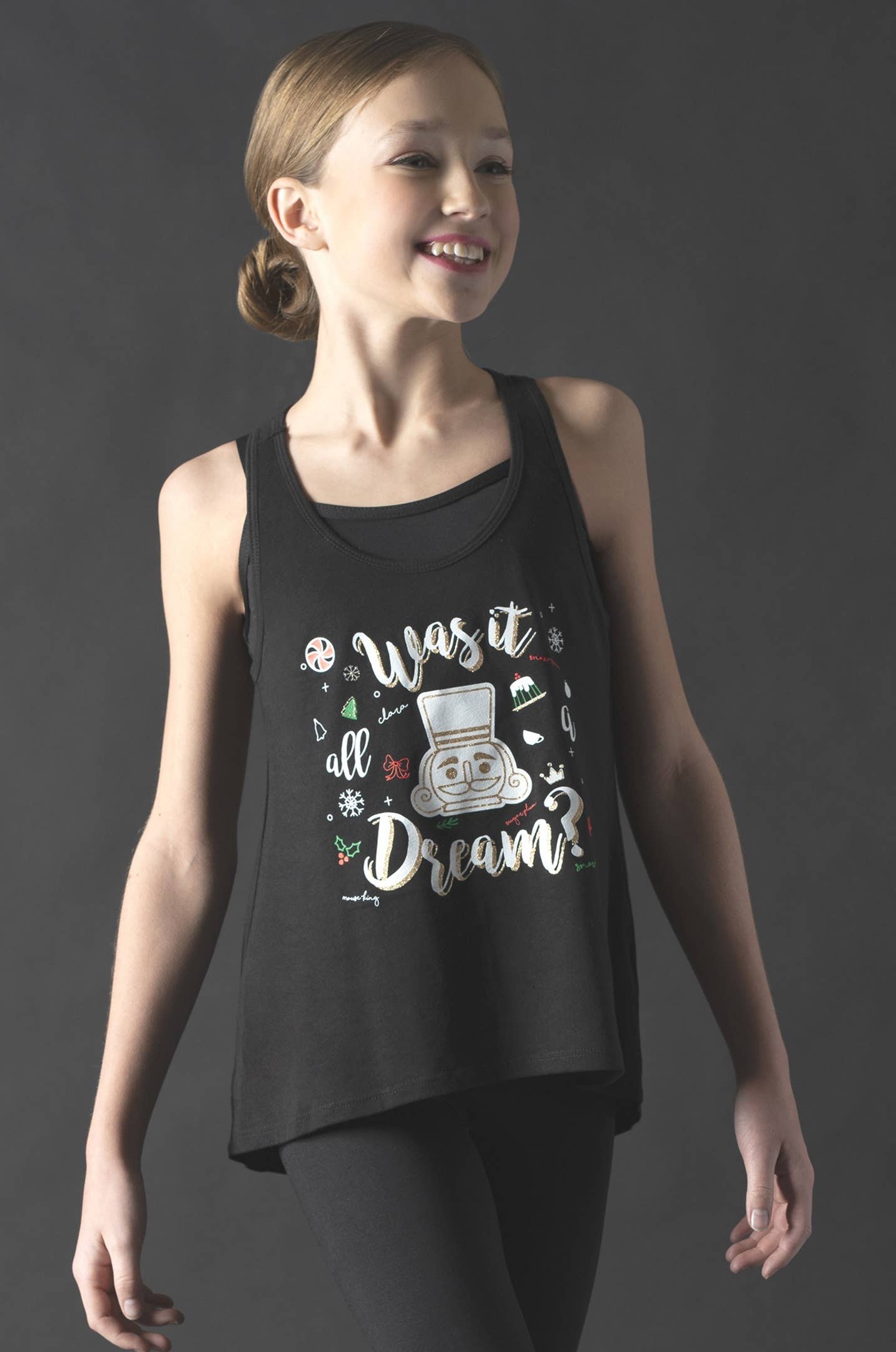 Girls 'Was It All A Dream' Nutcracker Black Tank Top - Cute Graphic Tee for Christmas, Ballet & Holiday Outfits