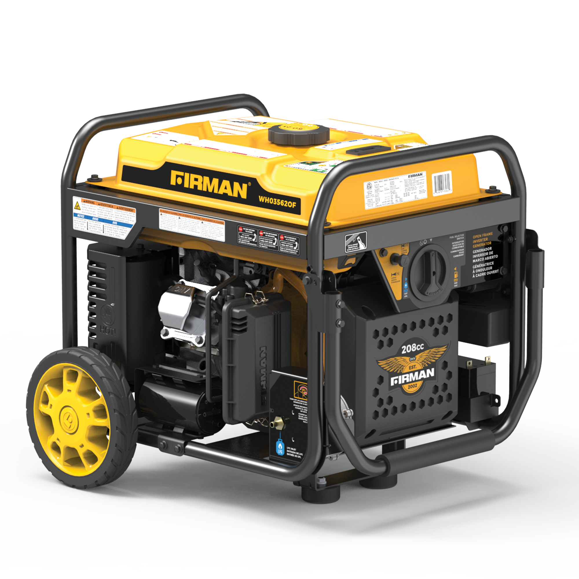 4400W Dual Fuel Open Frame Inverter Generator with Electric Start & CO Alert - Perfect for Camping, Home Backup Power, and Outdoor Events