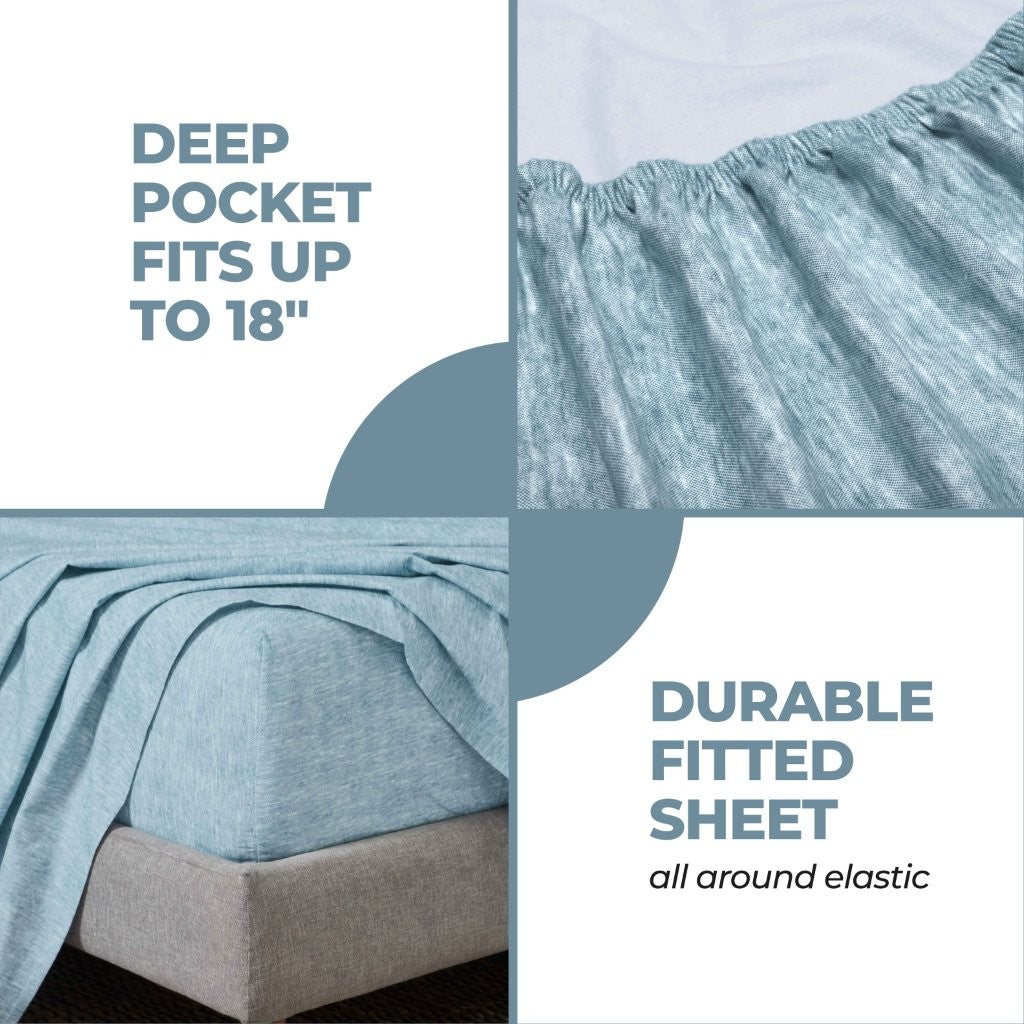 Premium Melange Flannel Cotton Two-Toned Brushed Deep Pocket Sheet Set - Ultra Soft & Cozy for Winter Nights, Perfect for Bedroom Comfort & Warmth