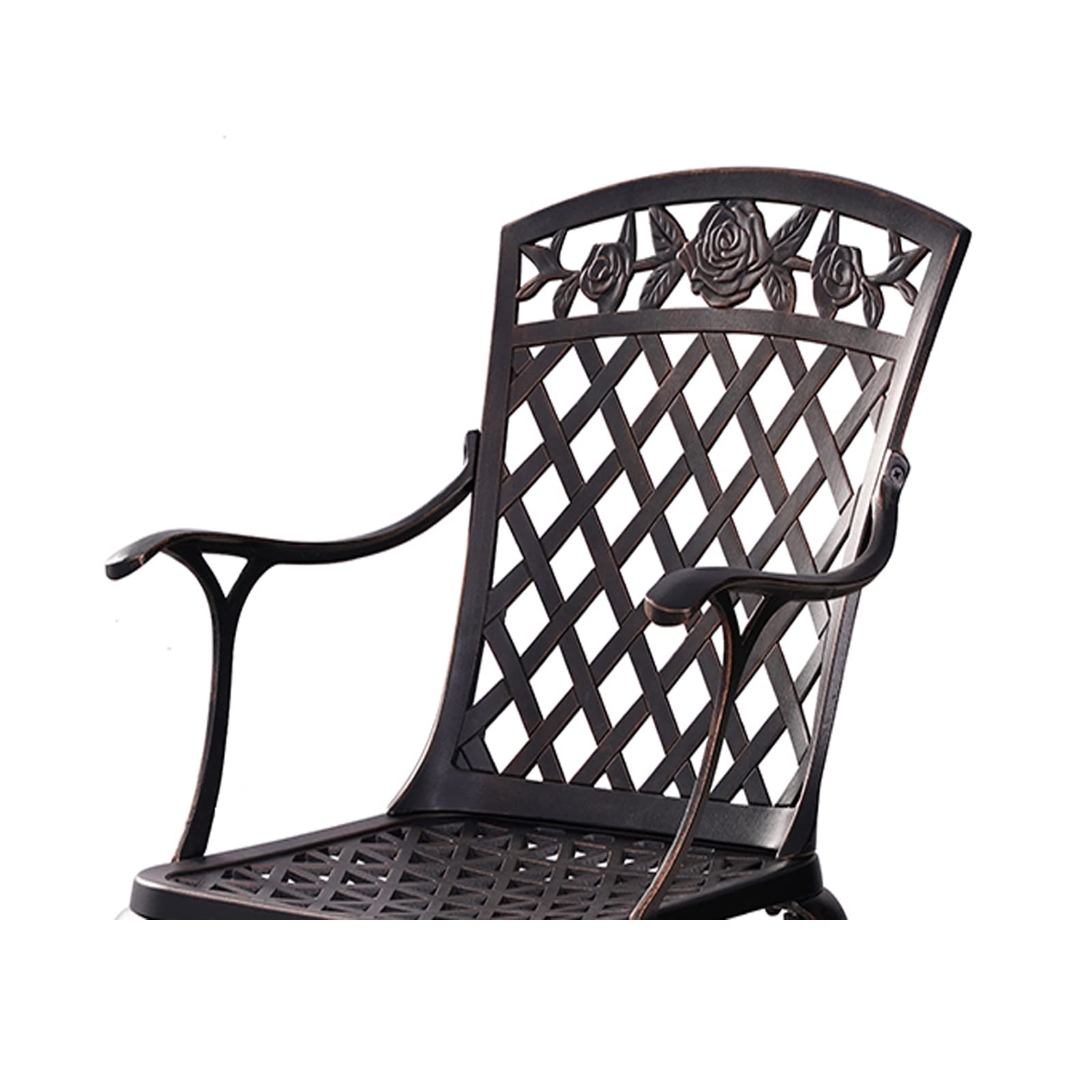 Outdoor Patio Bistro Chairs Set of 2 - Heavy Duty Cast Aluminum All-Weather Dining Chairs with Armrests - Bronze Garden Seating for Backyard, Deck, Restaurant & Outdoor Dining
