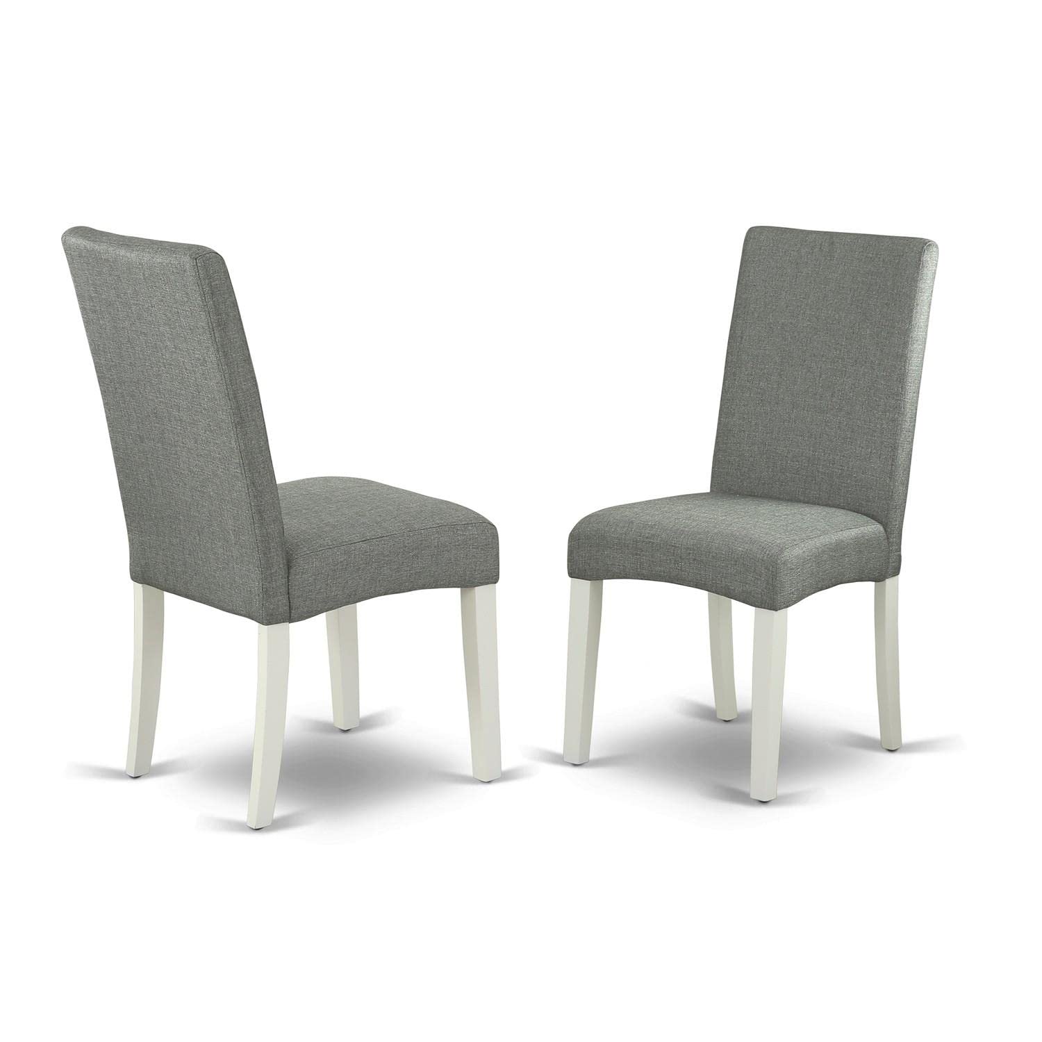 East West Furniture DLDR3-LWH-07 3-Piece Round Kitchen Dining Set with Drop Leaf Table & 2 Gray Linen Parsons Chairs, 42x42 Inches, Linen White - Perfect for Small Spaces, Breakfast Nooks & Cozy Apartments