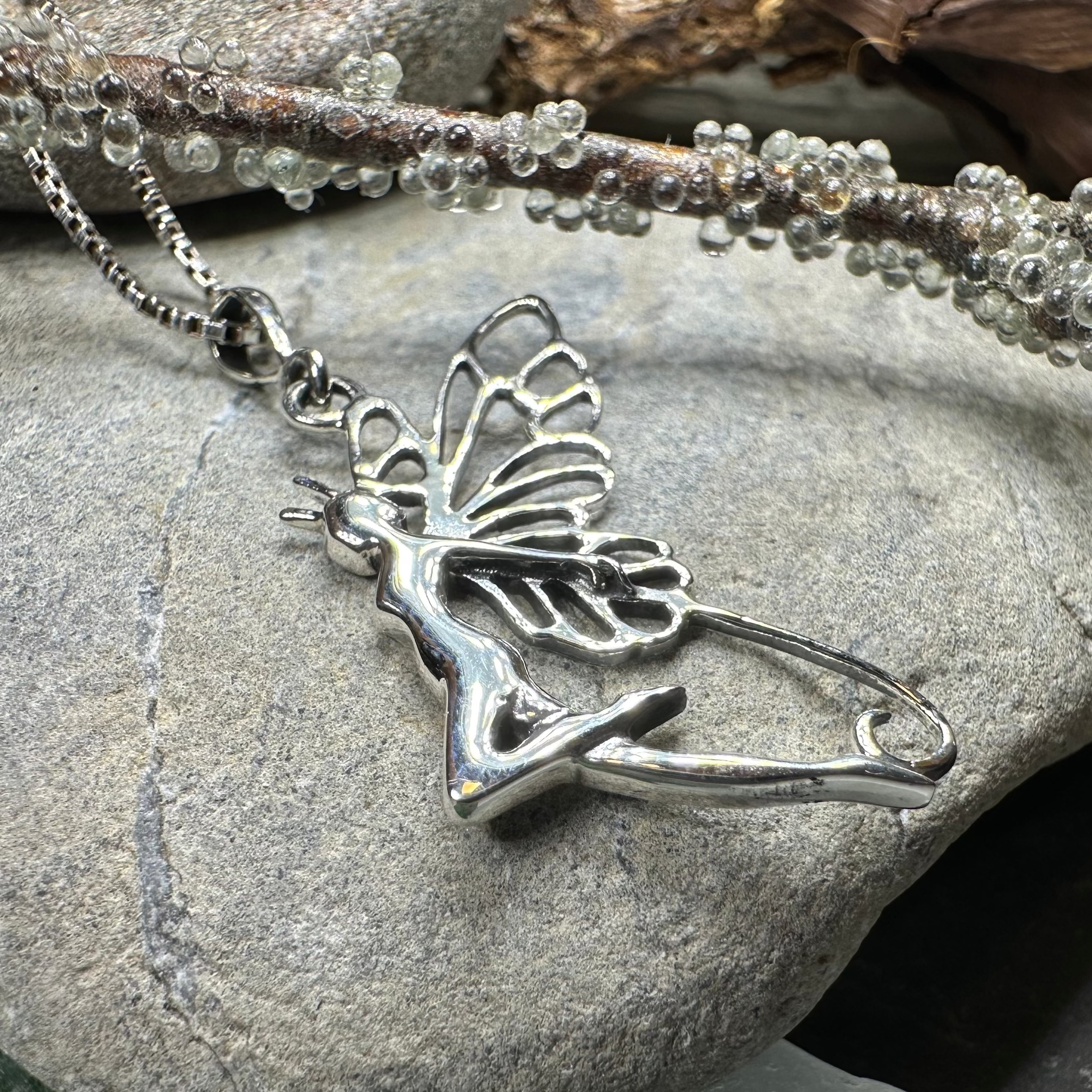 Celtic Meadow Fairy Necklace - Handmade Sterling Silver Fairy Pendant with Enamel Details | Perfect for Nature Lovers, Fantasy Jewelry Gift for Women & Teens | Wear to Festivals, Ren Faires & Boho Outfits