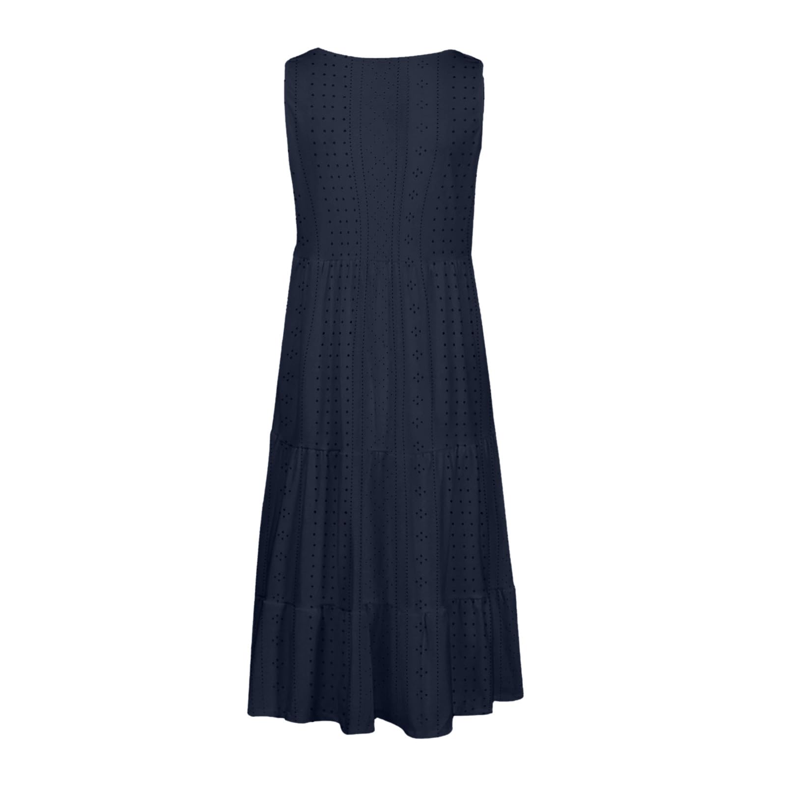 BOXIACEY Women's Sleeveless Sundress 2024 Summer Eyelet Beach Dress - Ruffled Tiered Layered Flowy Dress for Vacation, Pool Party, and Casual Outings