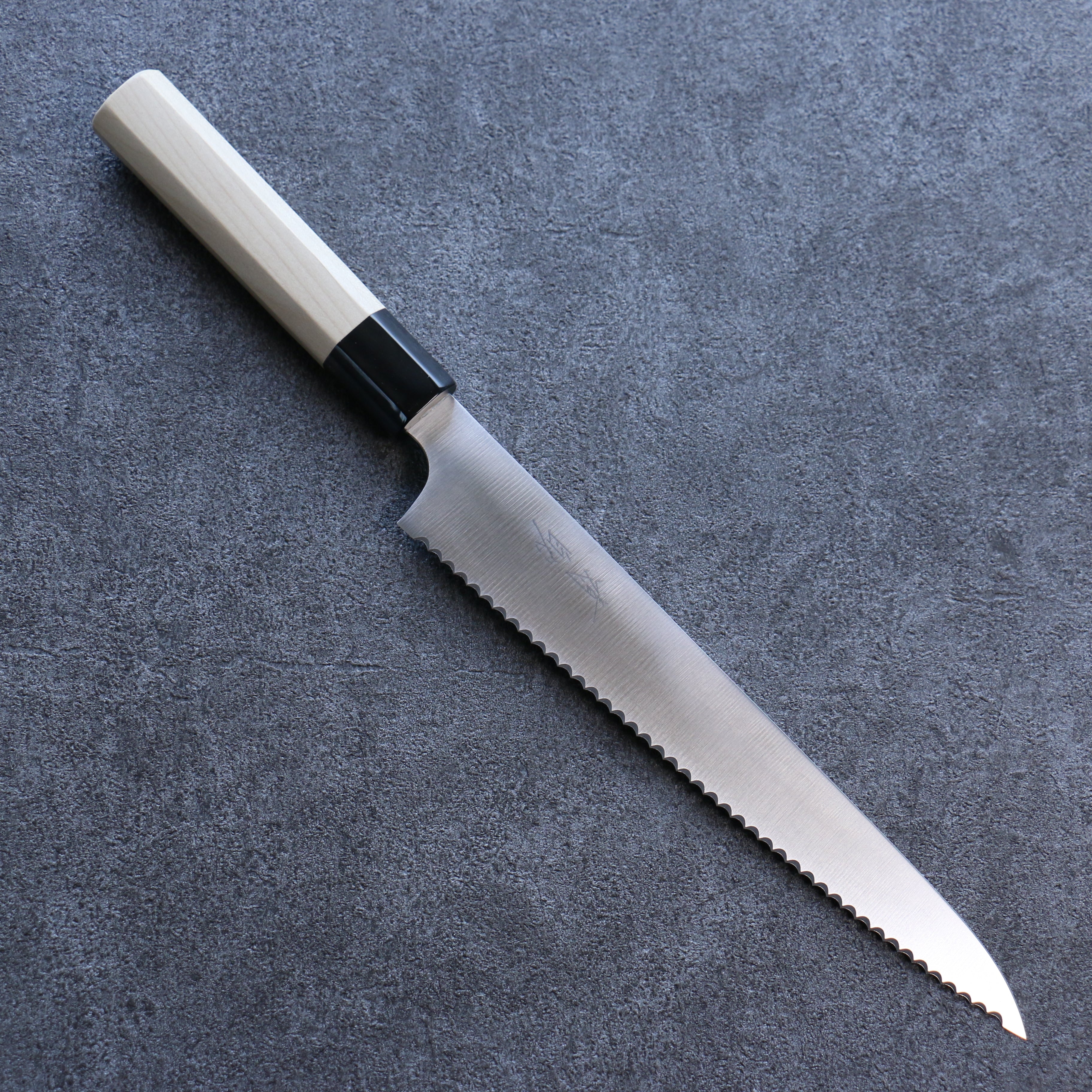 Premium Seisuke 240mm Stainless Steel Bread Knife with Magnolia Wood Handle - Perfect for Slicing Artisan Bread, Baguettes, and Homemade Loaves