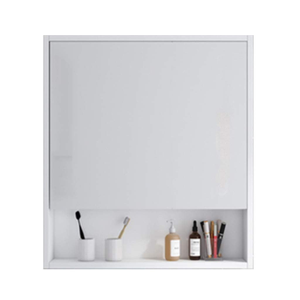 Solid Wood White Medicine Cabinet with Shelf - 55x75cm Bathroom Mirror Storage for Vanity, Makeup & Organizing - Durable Integrated Mirror Cabinet for Home & Spa