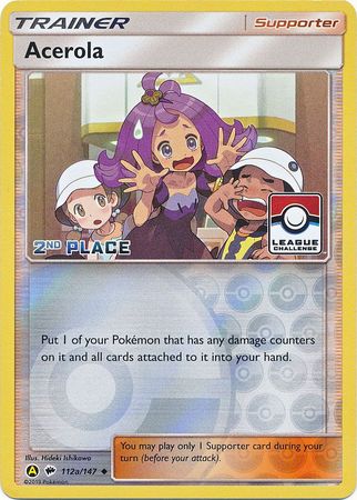 Acerola (112a/147) Sun & Moon Burning Shadows Pokemon TCG League Promo 2nd Place Card - Perfect for Collectors and Competitive Play