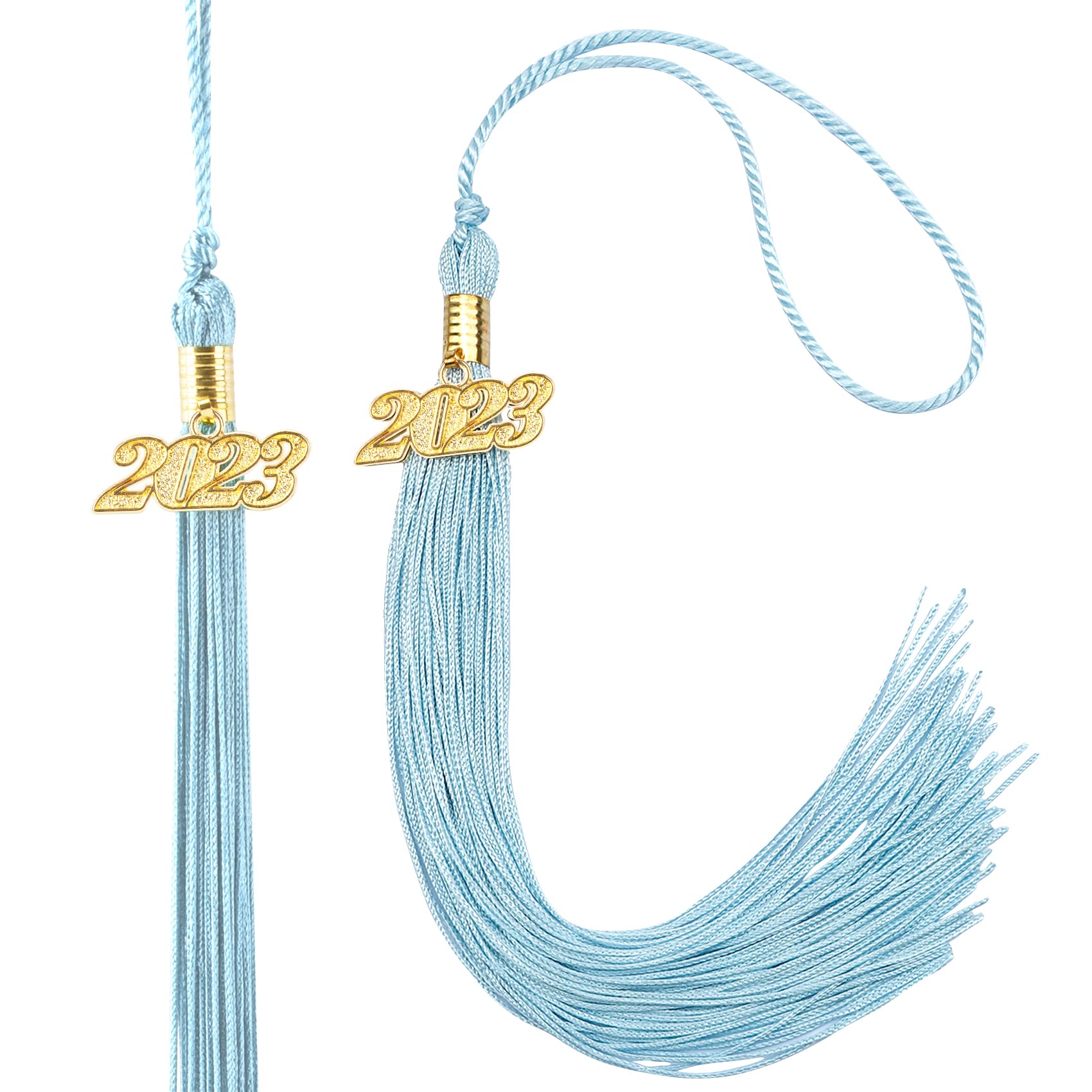 2023 Graduation Tassel with Gold Charms - Sky Blue Cap Tassel for High School & College Graduation Ceremony - Perfect for Graduation Cap Decorations and Photo Props