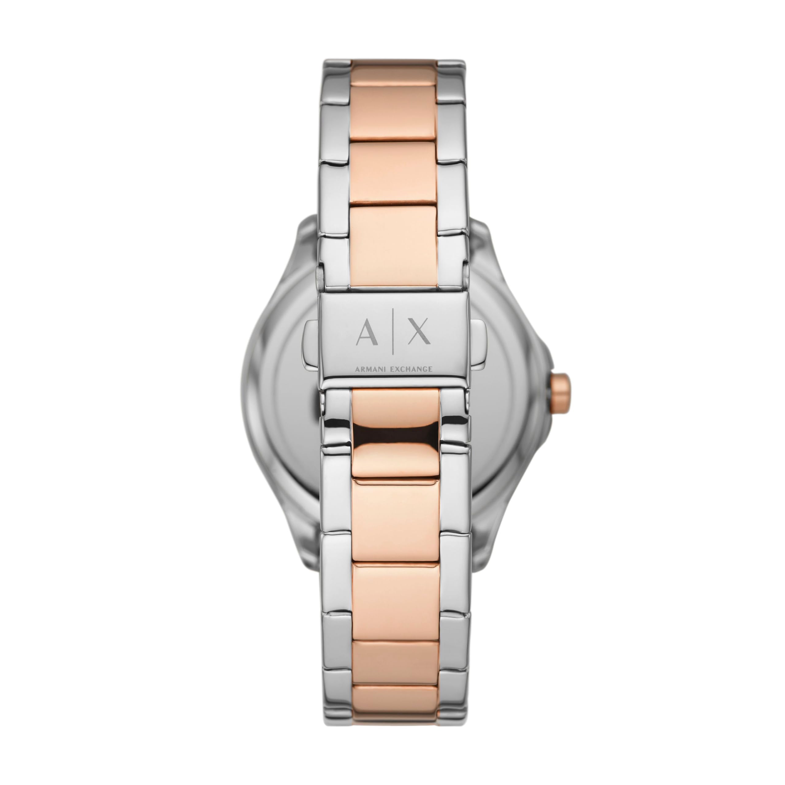 Armani Exchange Women's Watch AX5258 - 36mm Silver/Rose Gold Stainless Steel Case & Bracelet, 3-Hand Movement - Perfect for Office, Date Night & Everyday Wear