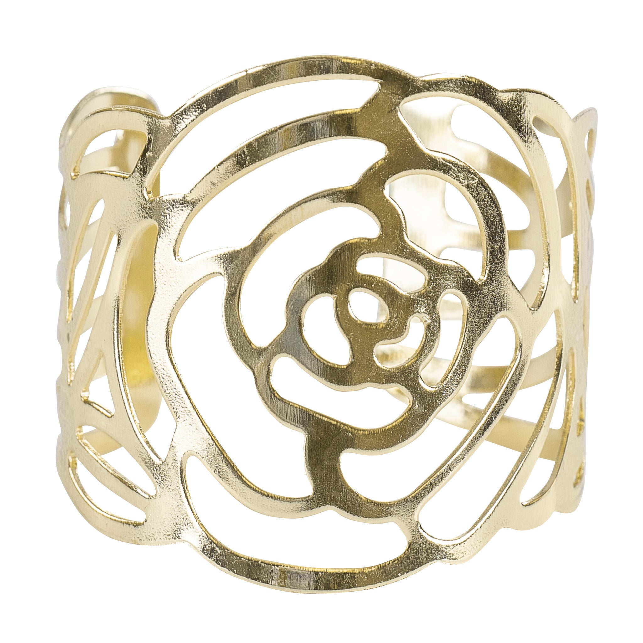 10-Piece Gold Laser Cut Rose Metal Napkin Rings Set - Elegant Table Decor for Weddings, Dinner Parties & Holiday Gatherings