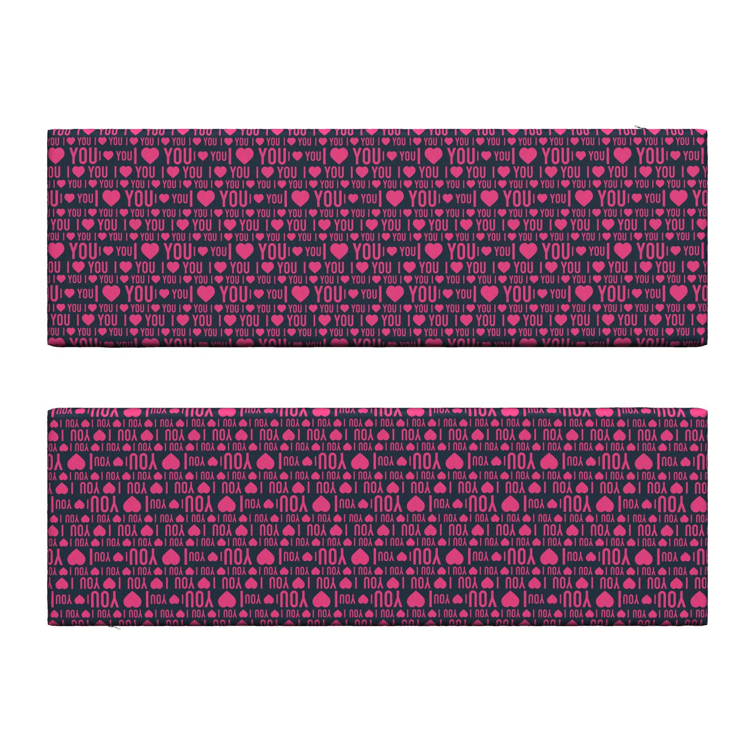 Ambesonne Romantic Bench Cushion Set of 2 - Valentine's Day Heart Pattern with Love Words, 45
