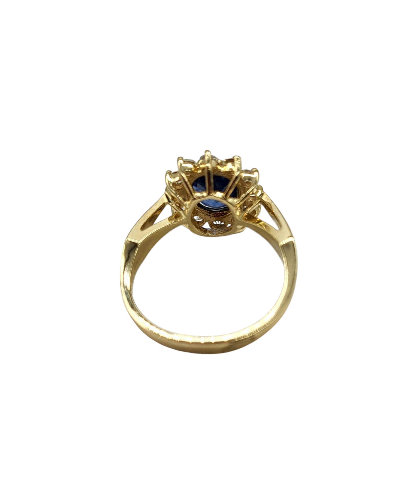Exquisite Sapphire and Diamond Halo Ring - 14K White Gold Engagement Ring for Women, Perfect for Weddings, Anniversaries & Special Occasions