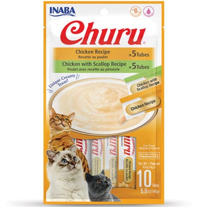 Inaba Churu Chicken Recipe Creamy Purée Cat Treat Variety Pack - Grain-Free, Tasty Cat Snacks for Adult & Senior Cats - Perfect for Training, Bonding, and Daily Rewards