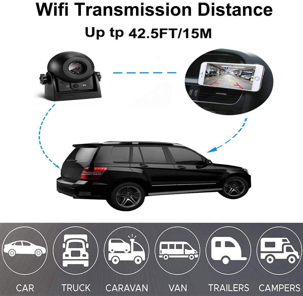 Wireless Magnetic Rear View Camera for Cars - Waterproof IP68, Smart APP Compatible with iPhone & Android, Night Vision Backup Camera for SUV, Van, Trailer - Perfect for Parking, Reversing & Night Driving Safety