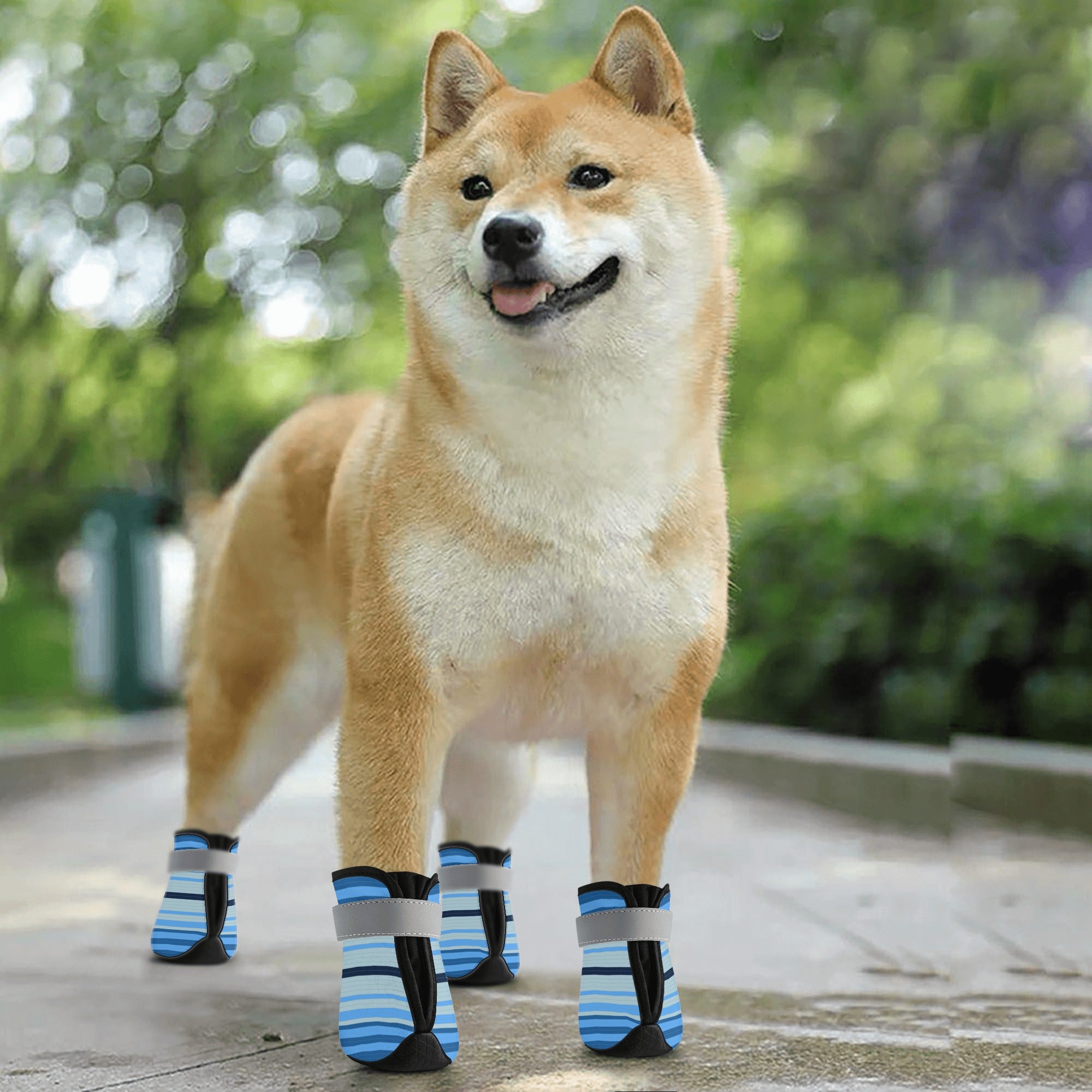 Non-Slip Dog Boot Socks - Striped Blue Paw Protectors for Indoor & Outdoor Use - Perfect for Hardwood Floors, Snow, and Hot Pavement
