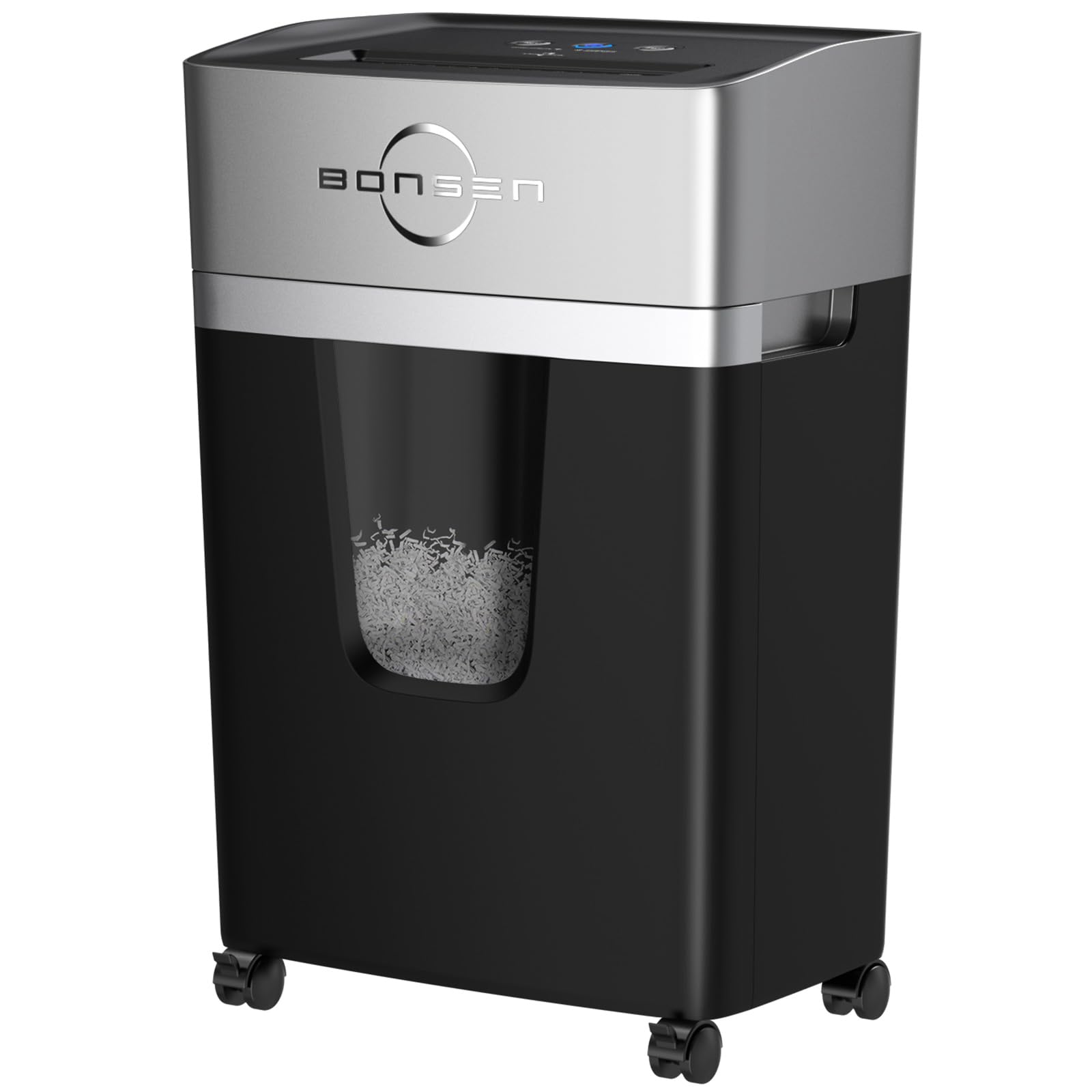 BONSEN 12-Sheet Micro Cut Paper Shredder - P-4 High Security Level, Ultra Quiet 55dB, 40-Minute Run Time, Shreds Credit Cards & Staples, 5.3-Gallon Pullout Bin for Home & Office Use (S3106) | Perfect for Confidential Document Destruction & Small Office Organization