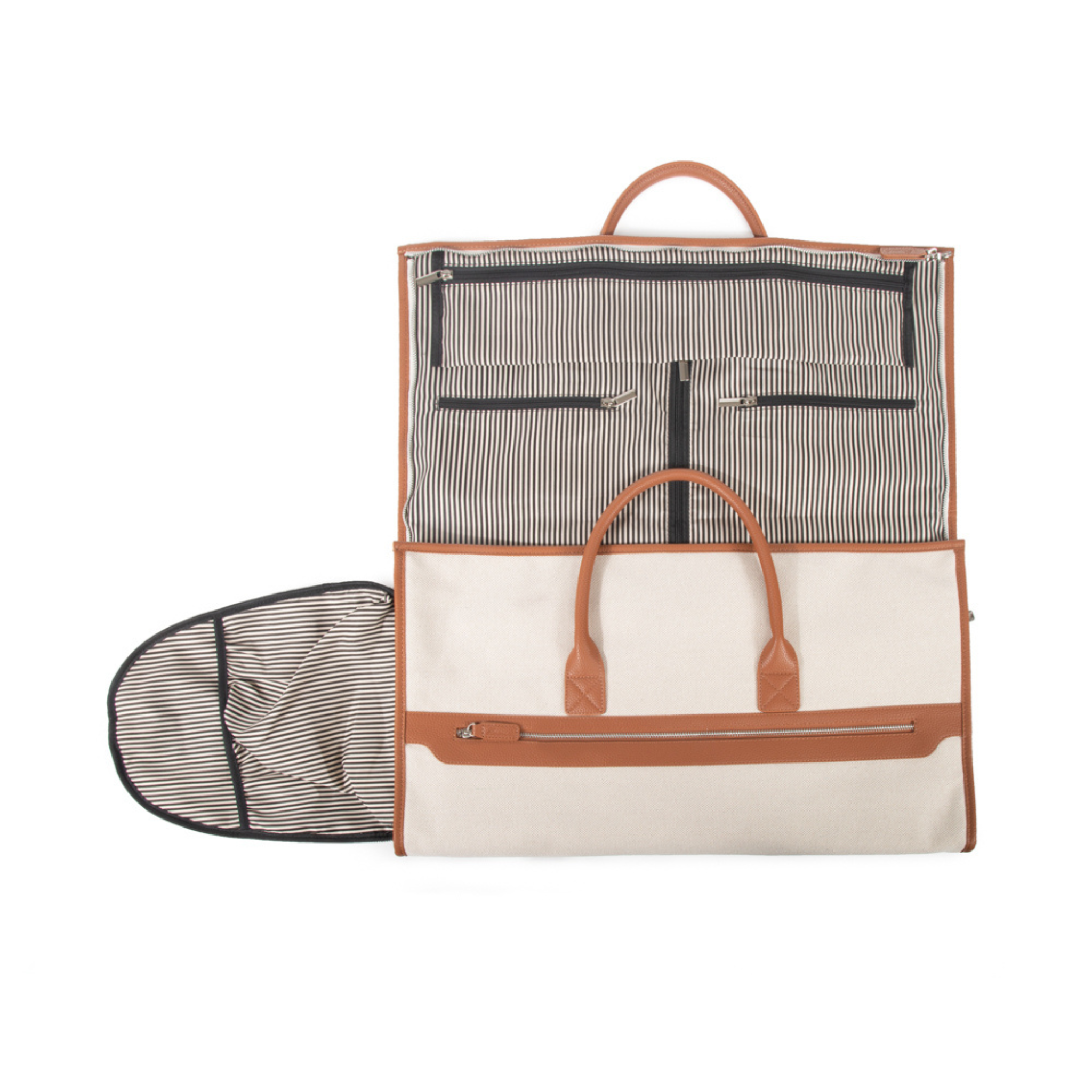 Brown & White Capri 2-in-1 Garment Bag - Travel Suitcase & Wardrobe Organizer for Business Trips & Vacations