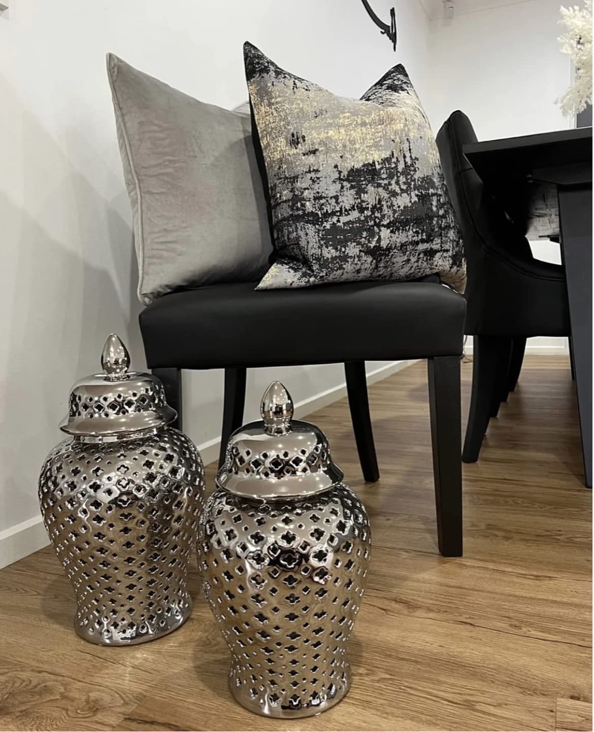 Premium Grey Velvet Throw Pillow Cover with Gold Splatter Design - 24x24 Inches Reversible Black/Gray Cushion Cover for Sofa, Bed, Living Room & Car Decor - 1 Piece - Elegant Home & Office Accent