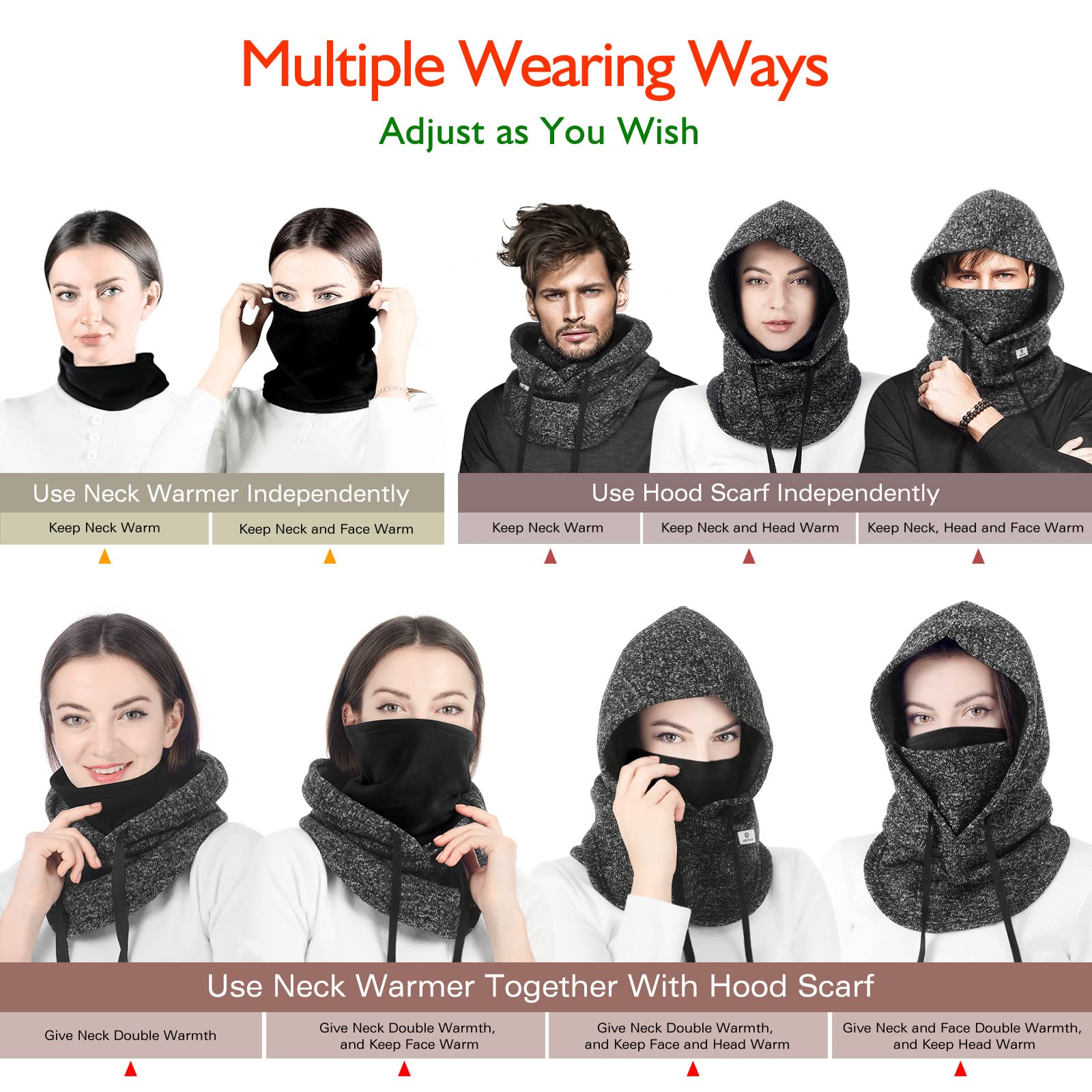 C CALOICS Ski Mask Winter Balaclava - Windproof Face Cover for Men & Women - Cold Weather Protection for Skiing, Snowboarding, Motorcycle Riding & Outdoor Activities
