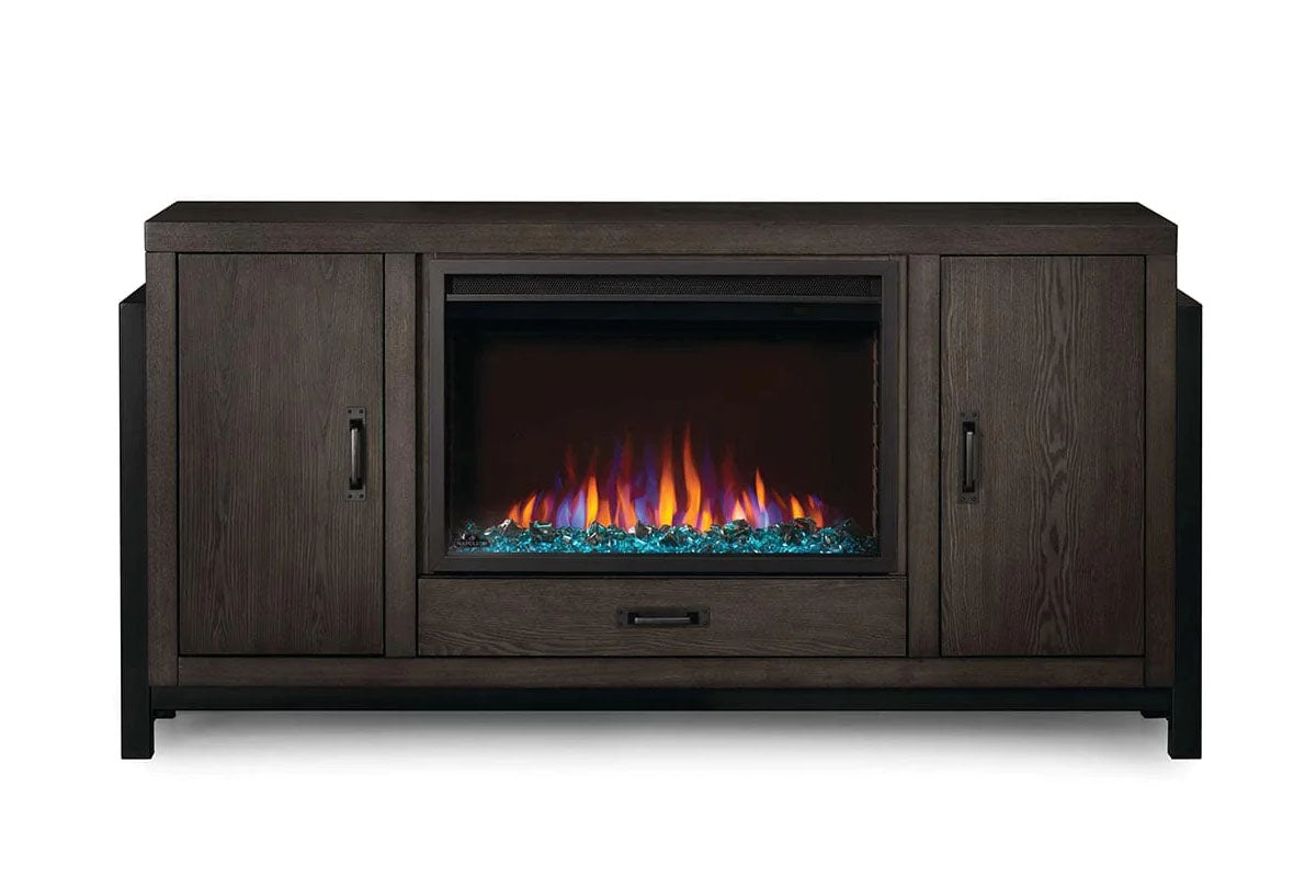 Napoleon Franklin 30'' Oak Media Console with Electric Firebox - Perfect for Living Room Home Theater & Cozy Fireplace Ambience