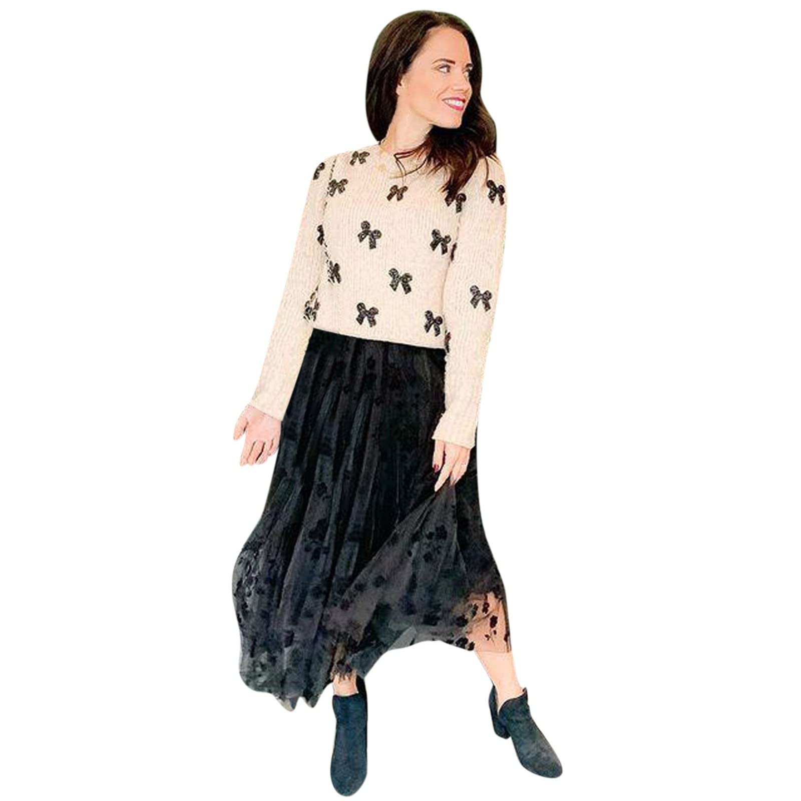 Boho Elastic High Waist A-Line Swing Skirt - Women's Pleated Mesh Midi Skirt for Beach, Tennis & Casual Wear | Flowy Summer Skirt with Comfortable Stretch Waistband