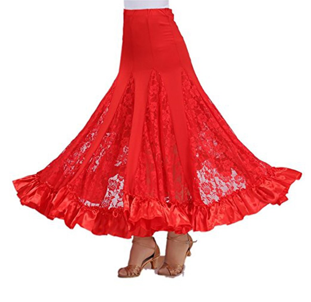 Elegant Ballroom Dance Skirt for Women - Long Swing Lace Skirt with Smooth Fabric for Latin, Waltz & Tango | Perfect for Dance Competitions & Performances