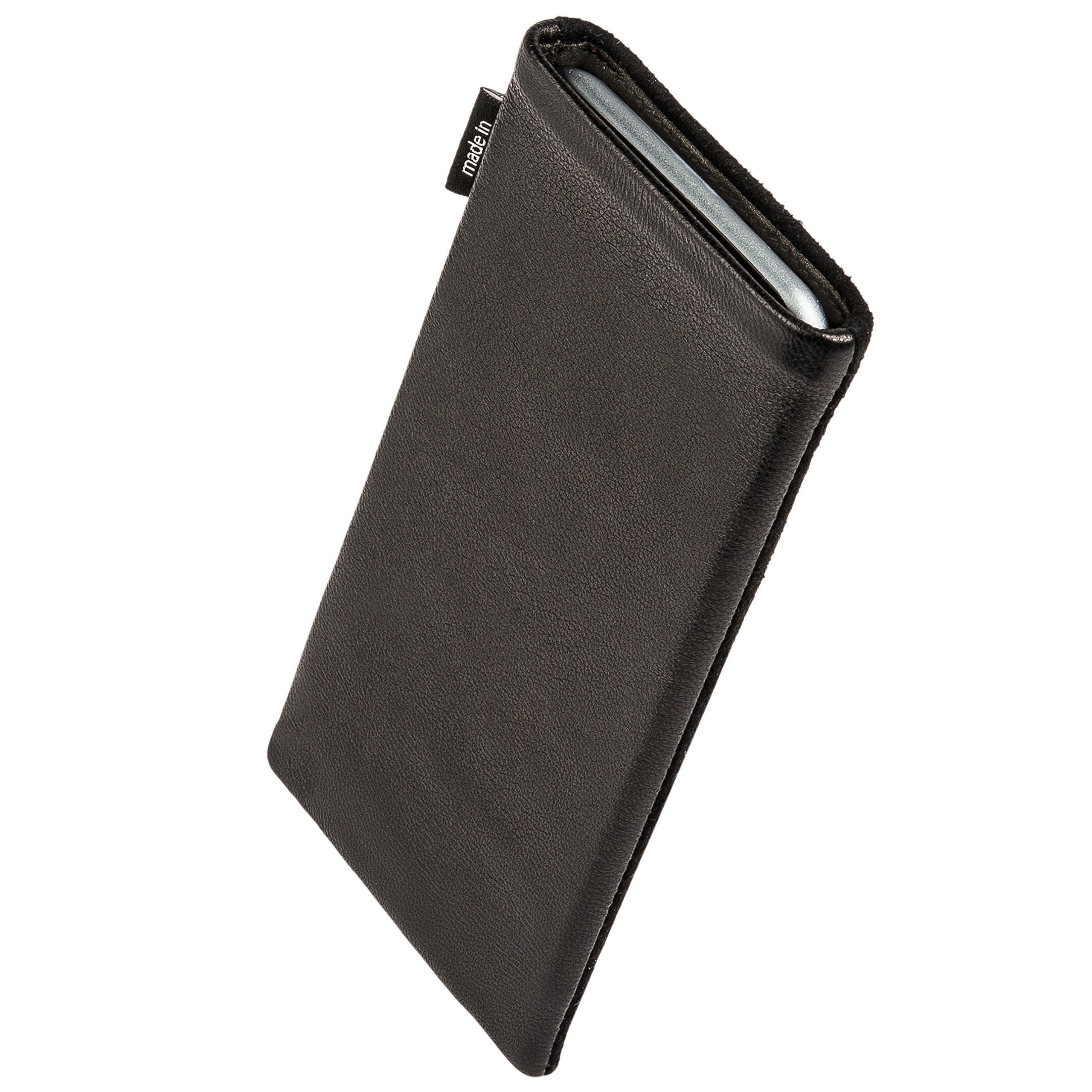 Premium Pine64 PinePhone Pro Leather Case - Custom Tailored Sleeve in Fusion Black | German-Made Nappa Leather with Microfiber Lining | Protective Phone Pouch for Business & Travel Use