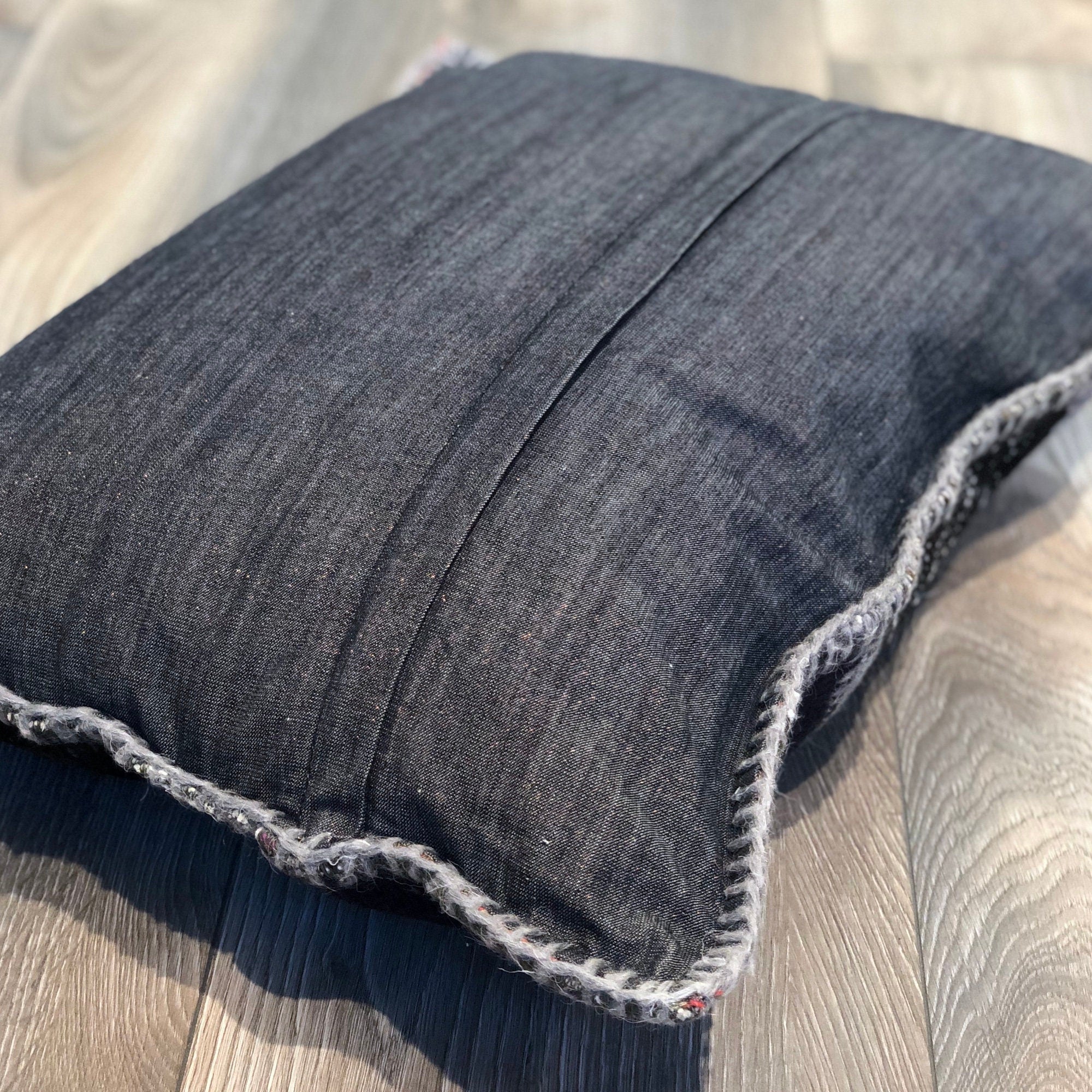 45x60 cm Black Patchwork Cushion Cover | 18x24 Inch Decorative Throw Pillow for Sofa, Bed & Home Decor - Boho Chic Living Room & Bedroom Accent