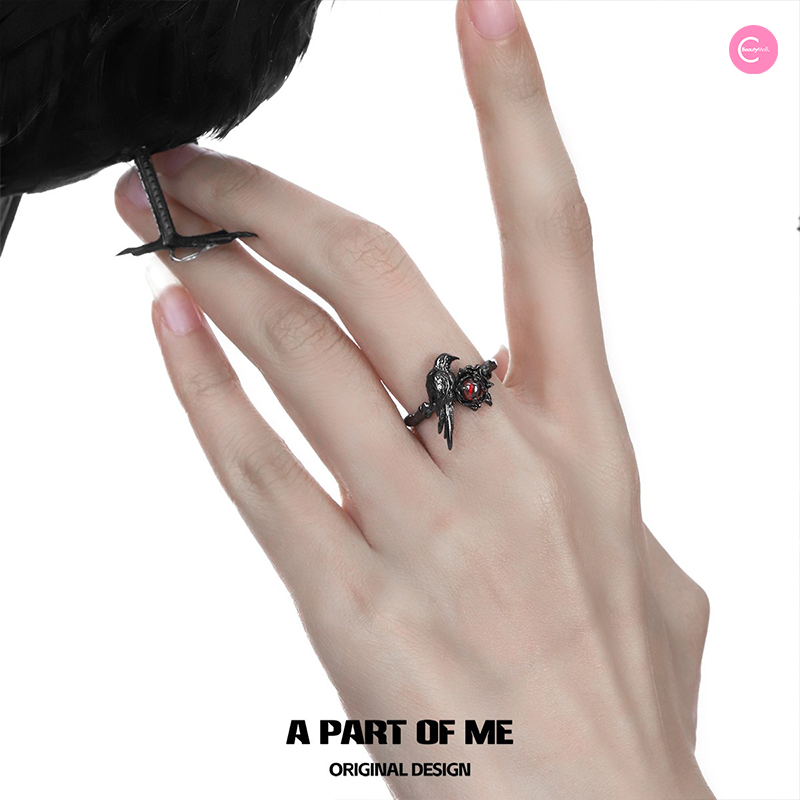 Pure Silver Raven Ring for Women - Gothic Jewelry for Everyday Wear, Gift for Her - Perfect for Halloween, Cosplay & Witchy Aesthetic