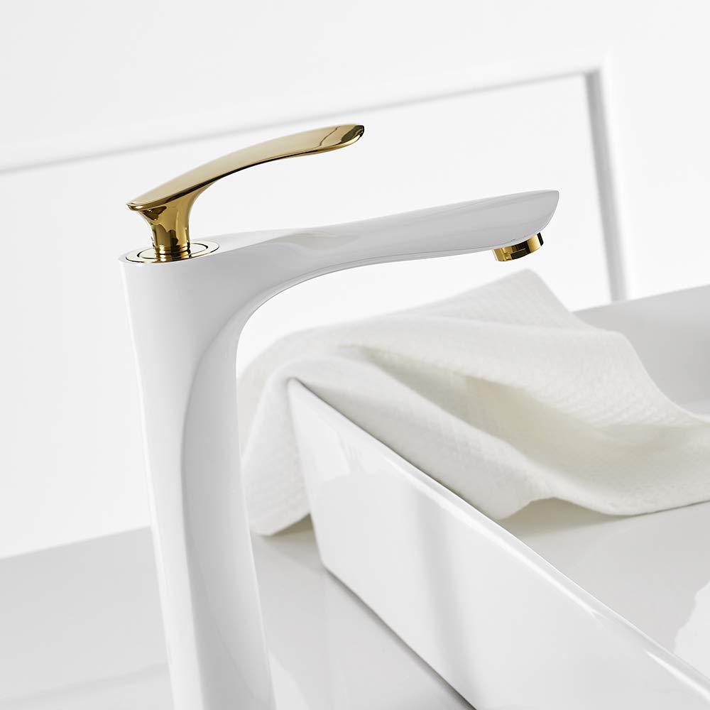 Premium InArt Brass Single Lever Bathroom Basin Mixer Tap - White Gold Finish | Modern Sink Faucet for Vanity, Powder Room & Guest Bathroom