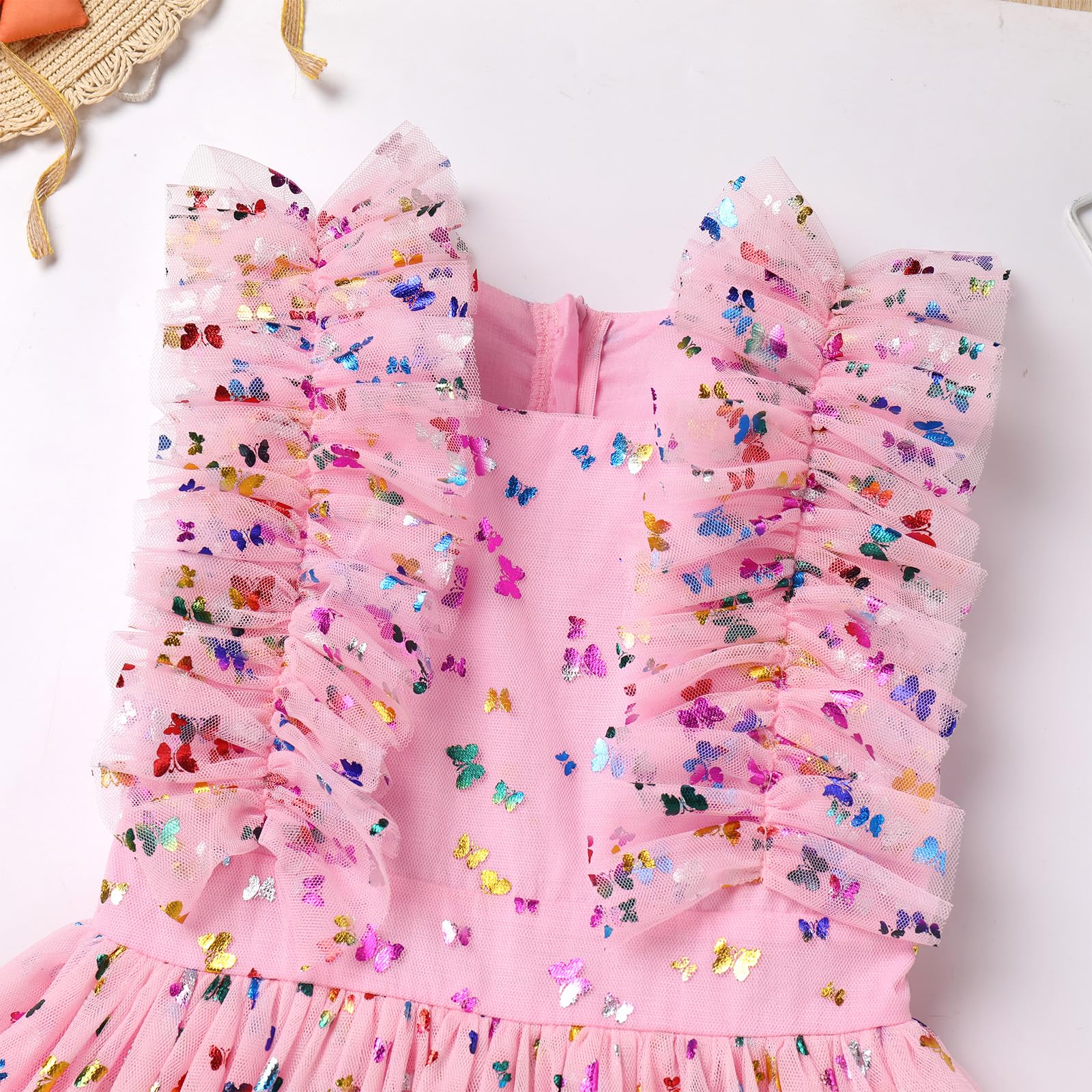 Butterfly Daisy Polka Dot Embroidered Princess Tulle Dress for Girls - Birthday Party, Pageant, Wedding & Evening Gown | Elegant Flower Embroidery Formal Attire for Special Occasions