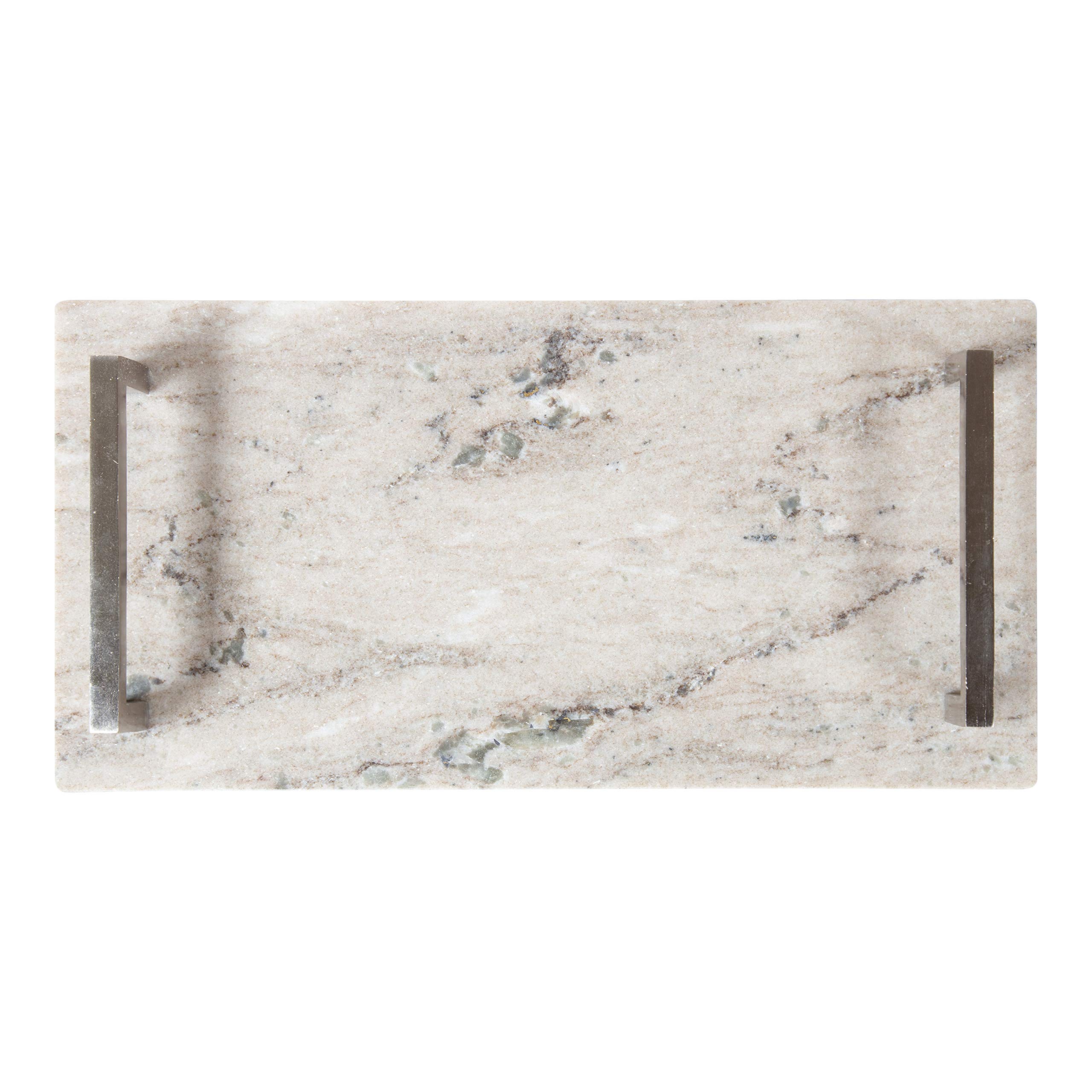 Kate & Laurel Graycott Modern Marble Tray 8x16 Inches - Beige Decorative Serving Tray for Vanity, Ottoman, Coffee Table | Elegant Home Decor & Gift Idea