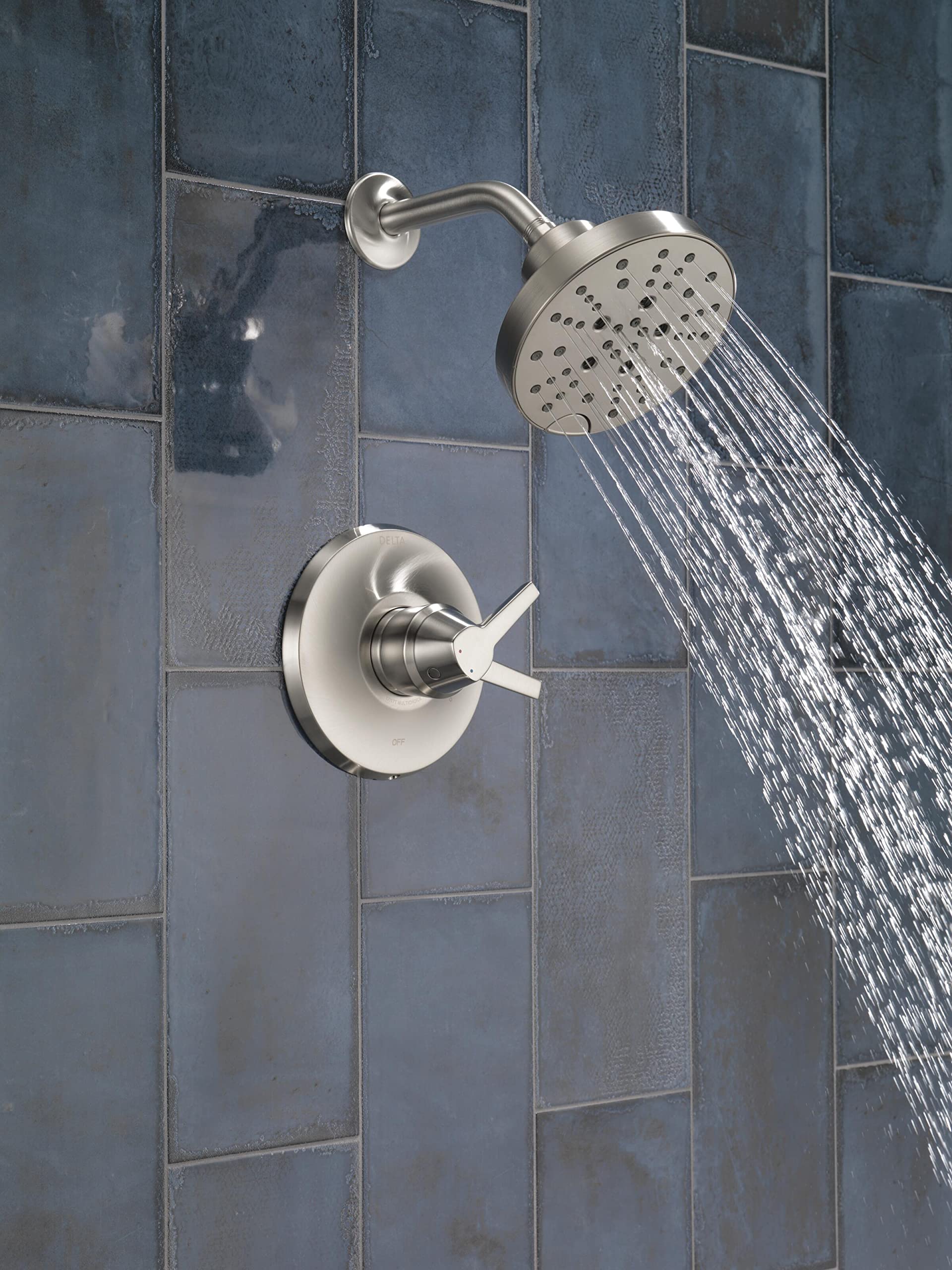 Delta Galeon Brushed Nickel Shower Faucet Set with H2Okinetic Shower Head - Dual Function Shower Trim Kit & Fixtures, Lumicoat Stainless T14272-SS-PR (Valve Not Included) - Perfect for Bathroom Renovation & Modern Home Upgrades